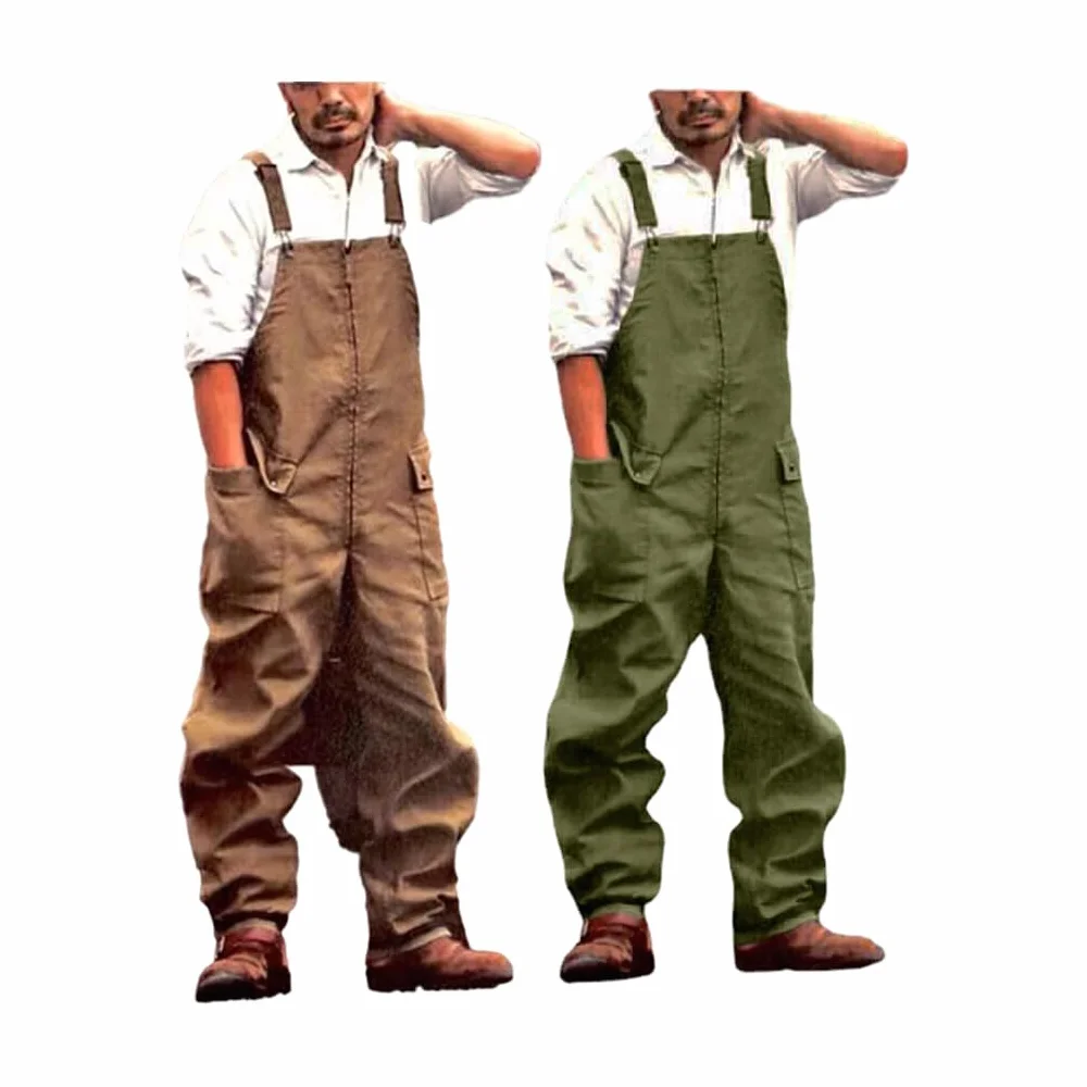 Peto vintage para hombre, pantalones de trabajo duraderos de poliéster, Marrón, XL