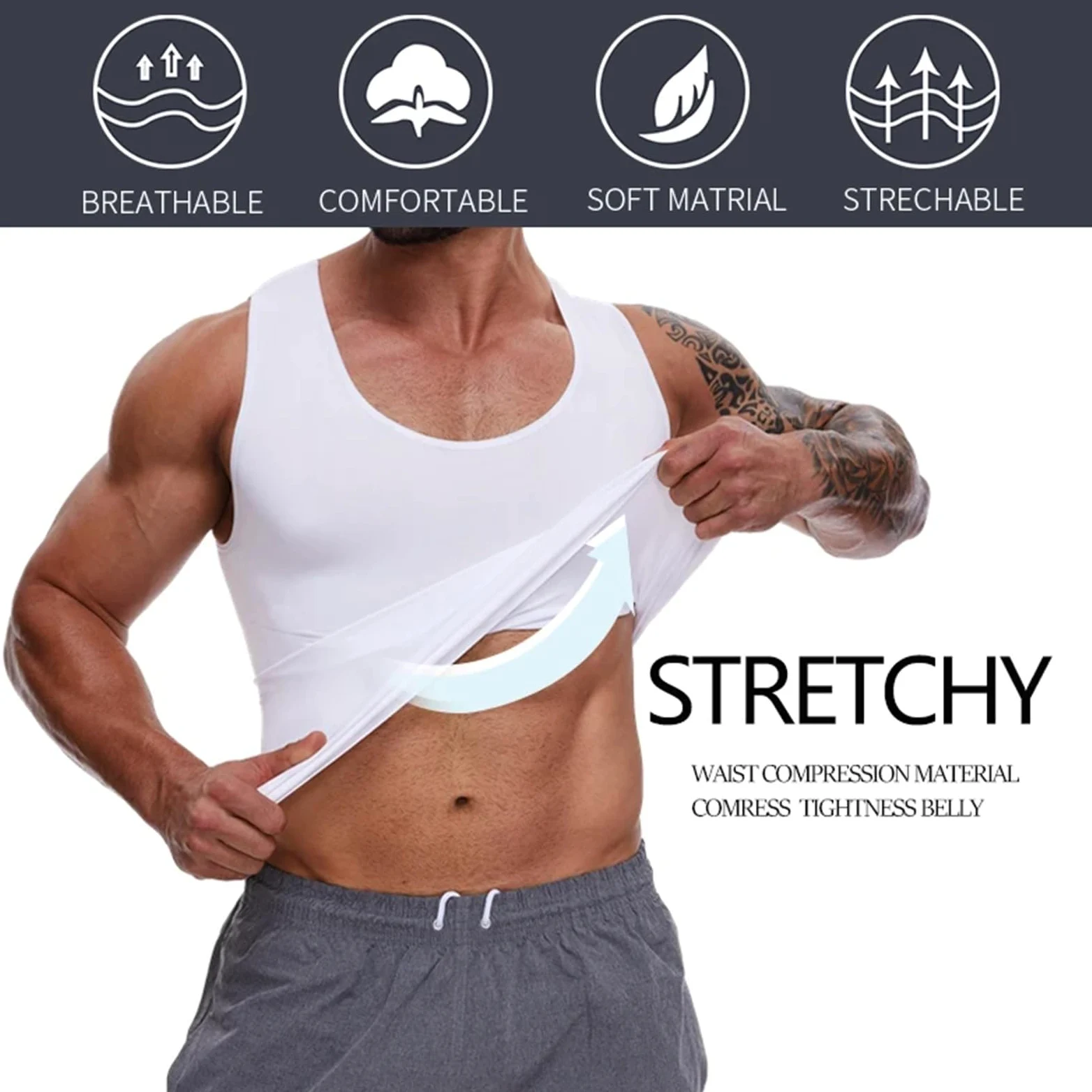 Prendas Moldeadoras Hombre Camisetas de compresión for Hombre, Faja Reductora Abdomen, Camiseta for Vientre Plano, Chaleco Adelgazante, Entrenador Cintura, Entrenamiento físico
