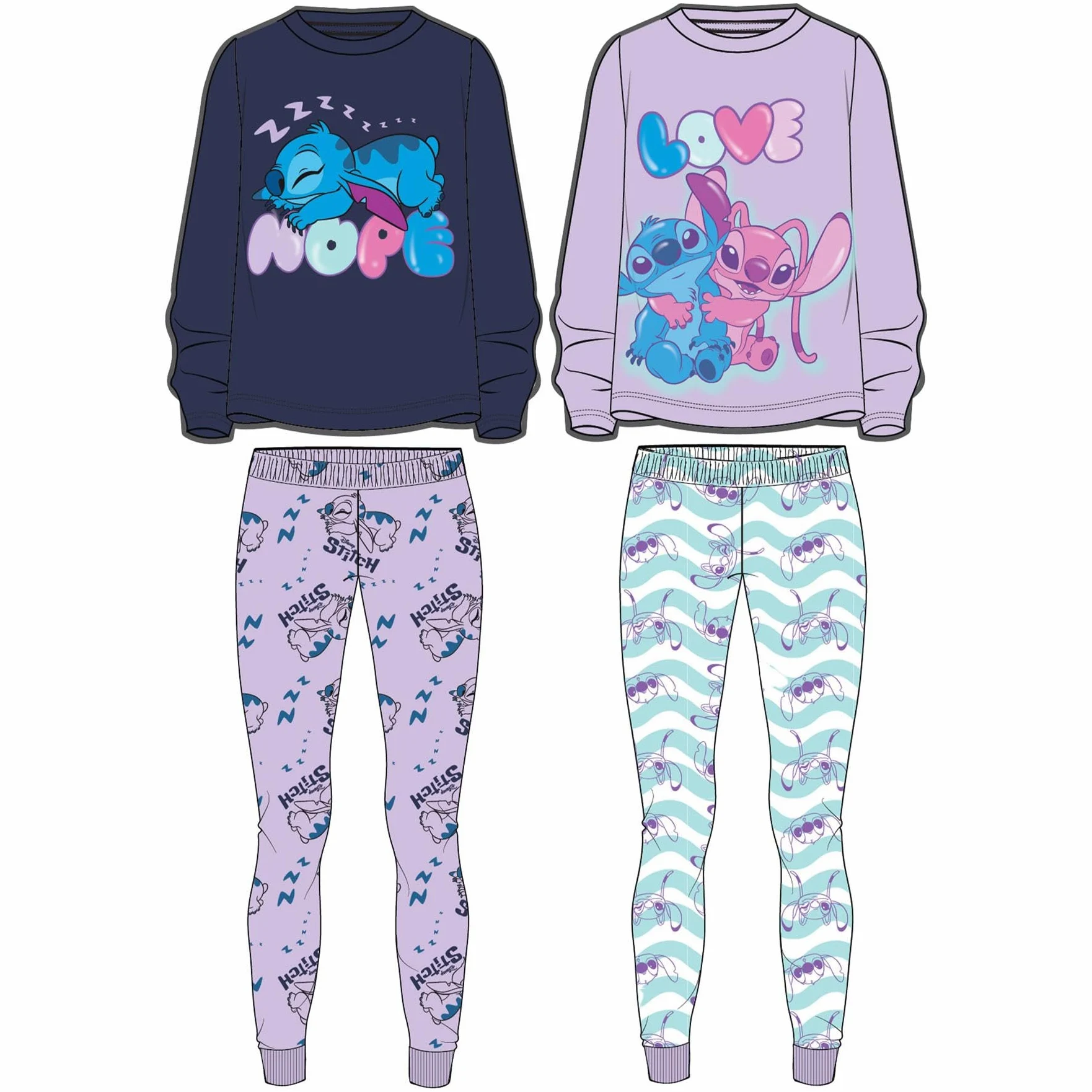 Disney Stitch - Conjunto de pijama para niños, tallas de 13 a 14 años, Diseño de puntada, 13-14 años