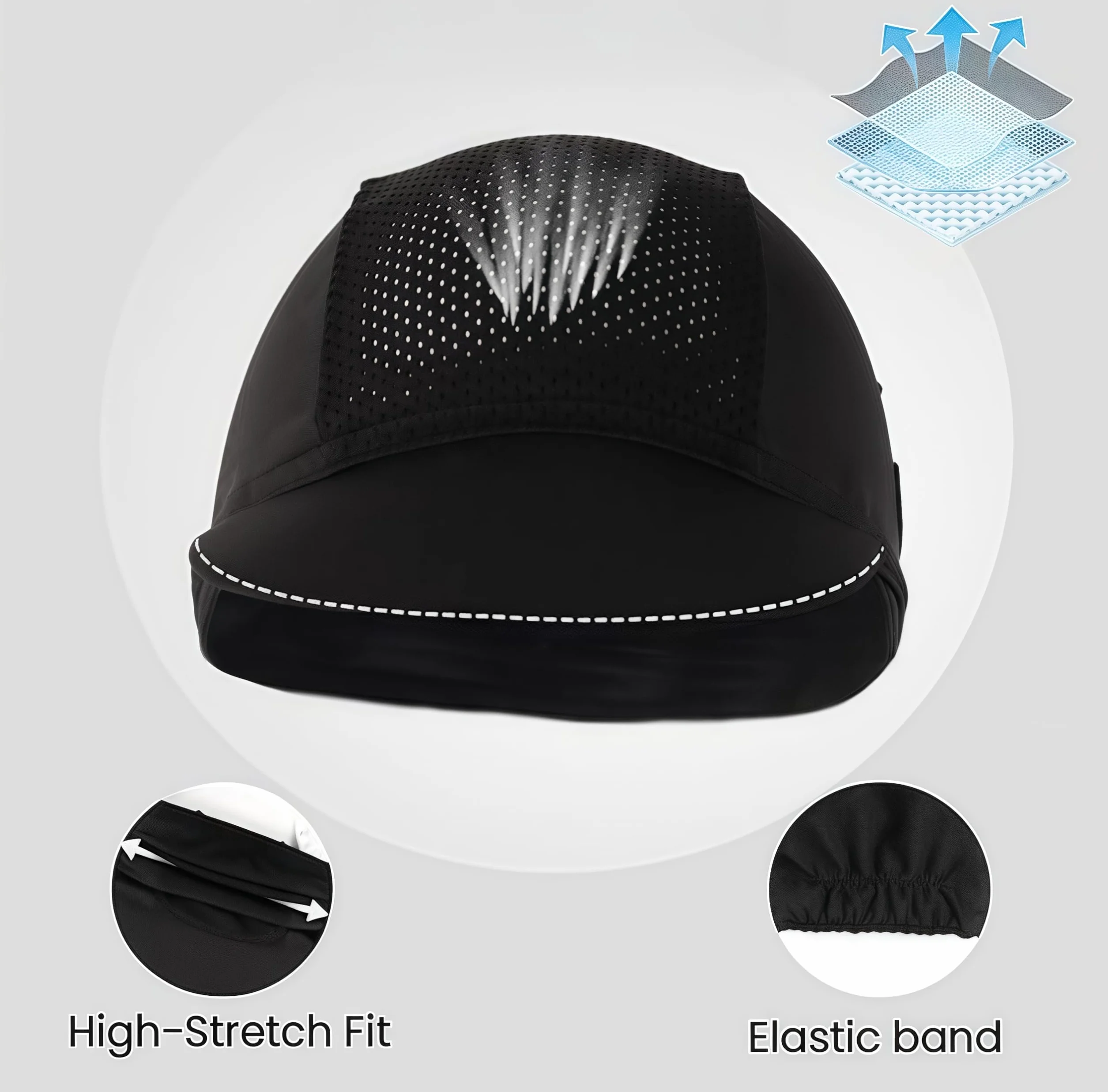 ZodiacZen Gorro de ciclismo protección UV primavera verano Negro Talla única