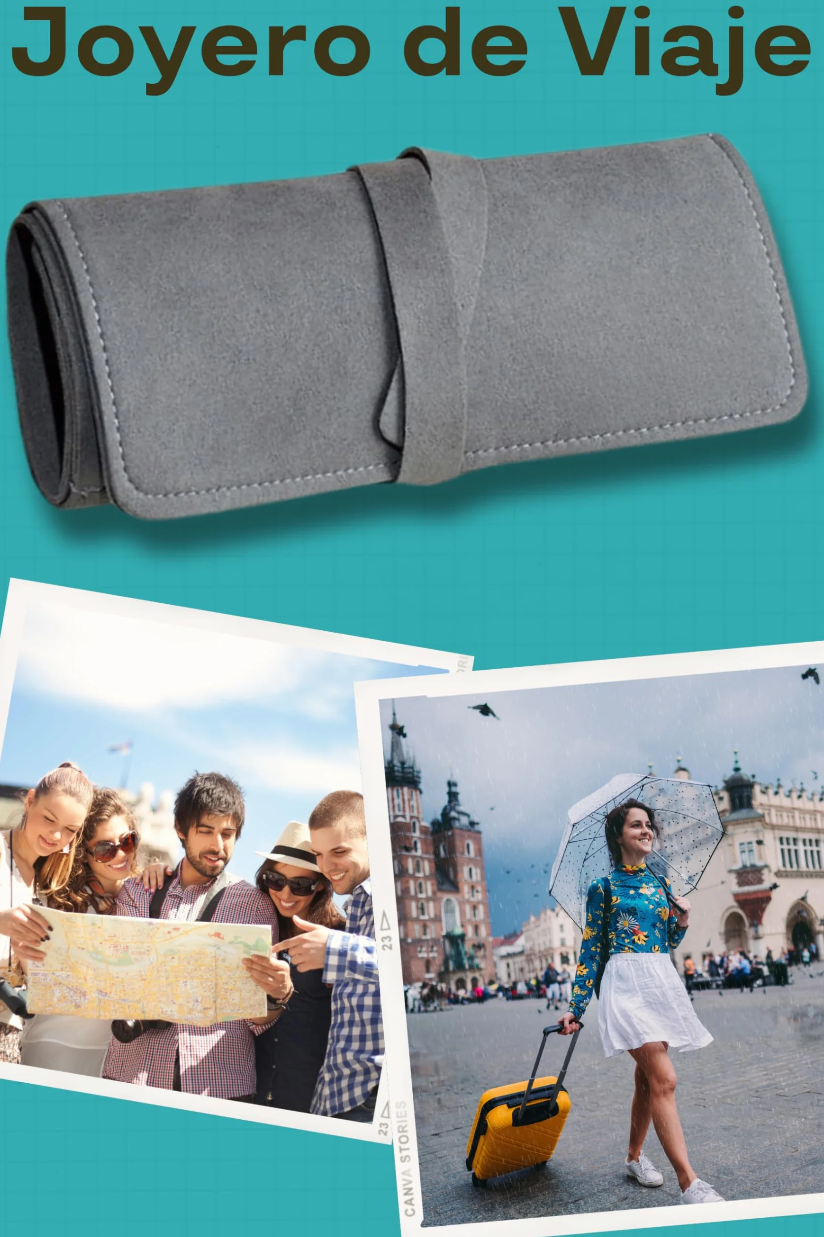 Joyero Enrollable Viaje Mujer Portatil Plegable Estuche Joyas Viaje Enrollable Organizador para Joyas bolsa Organizadora joyeria Pendientes Collar Brazaletes Anillos
