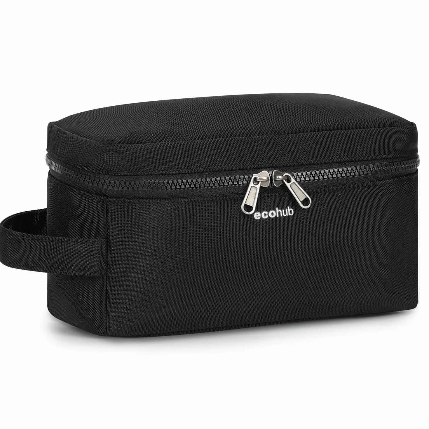 ECOHUB Neceser Hombre de Viaje, Impermeable Bolsa de Aseo, Bolsa Aseo con Separación Seco Húmedo, Neceser Organizador, Patente Pendiente(Negro-1)