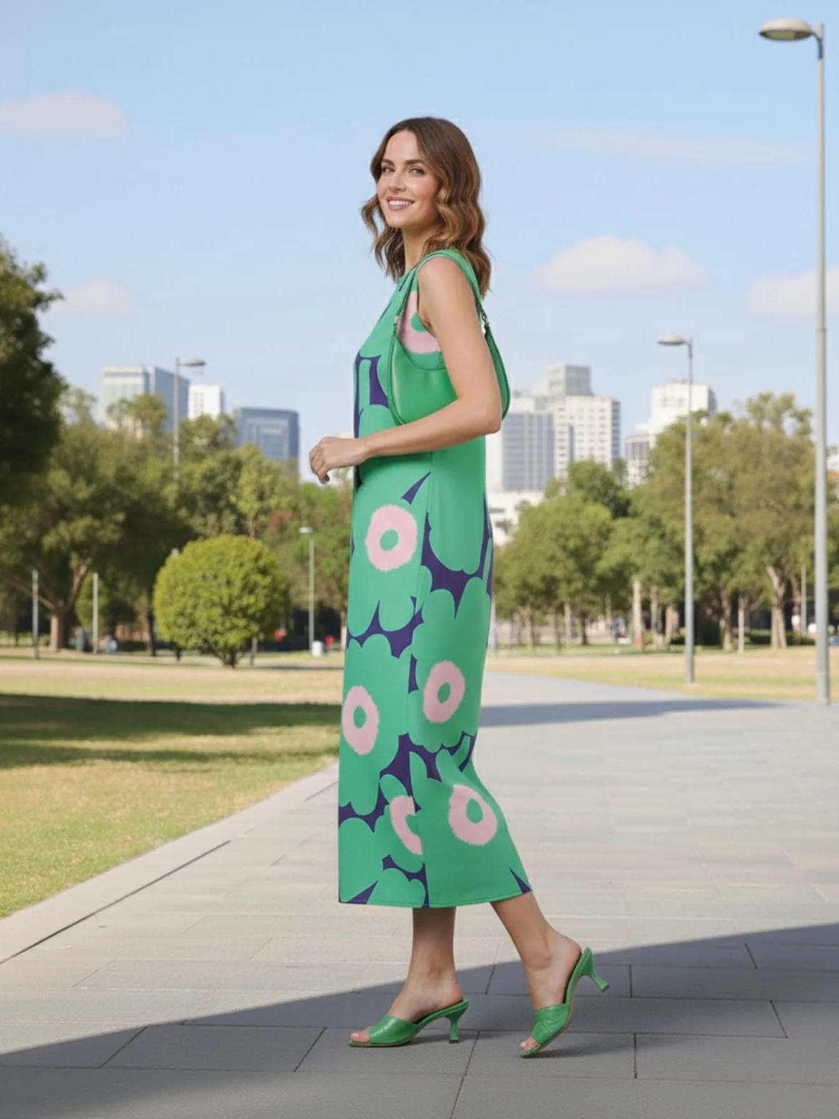 GRECIILOOKS Vestido de mujer para mujer, vestido de una pieza occidental sin mangas largo para mujer, vestidos de verano estampados casuales para playa y elegantes trajes de fiesta