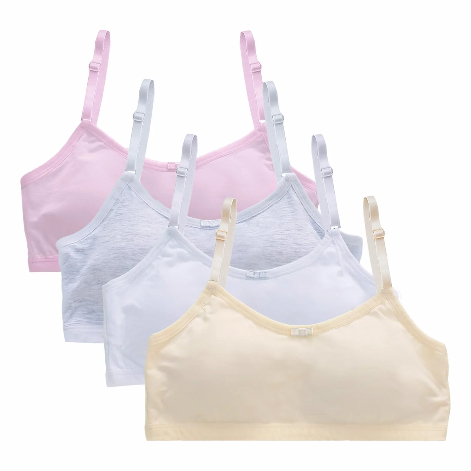 Flintronic Pack de 4 Top Interior para Niña, Sujetador Deportivo Infantil de Algodón sin Almohadillas