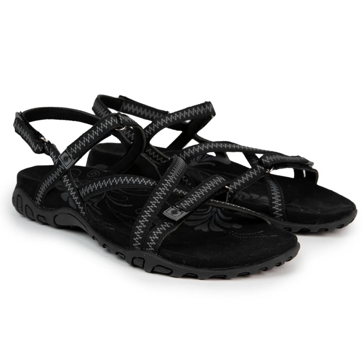 Izas Sandalias de Senderismo para Mujer Deportivas y Cómodas. Sandalias Planas de Verano para Trekking y Caminar de Diseño Ergonómico con 3 Ajustadores. Color Negro