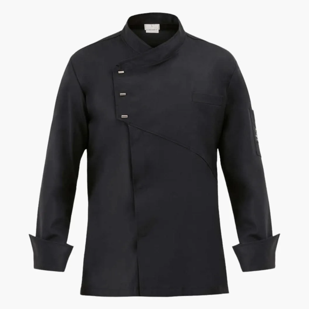 GIBLOR'S Art. 20P08G958 Chaqueta de cocinero Emanuel con botones a presión color azul, alta calidad, novedad 2020, Negro , L