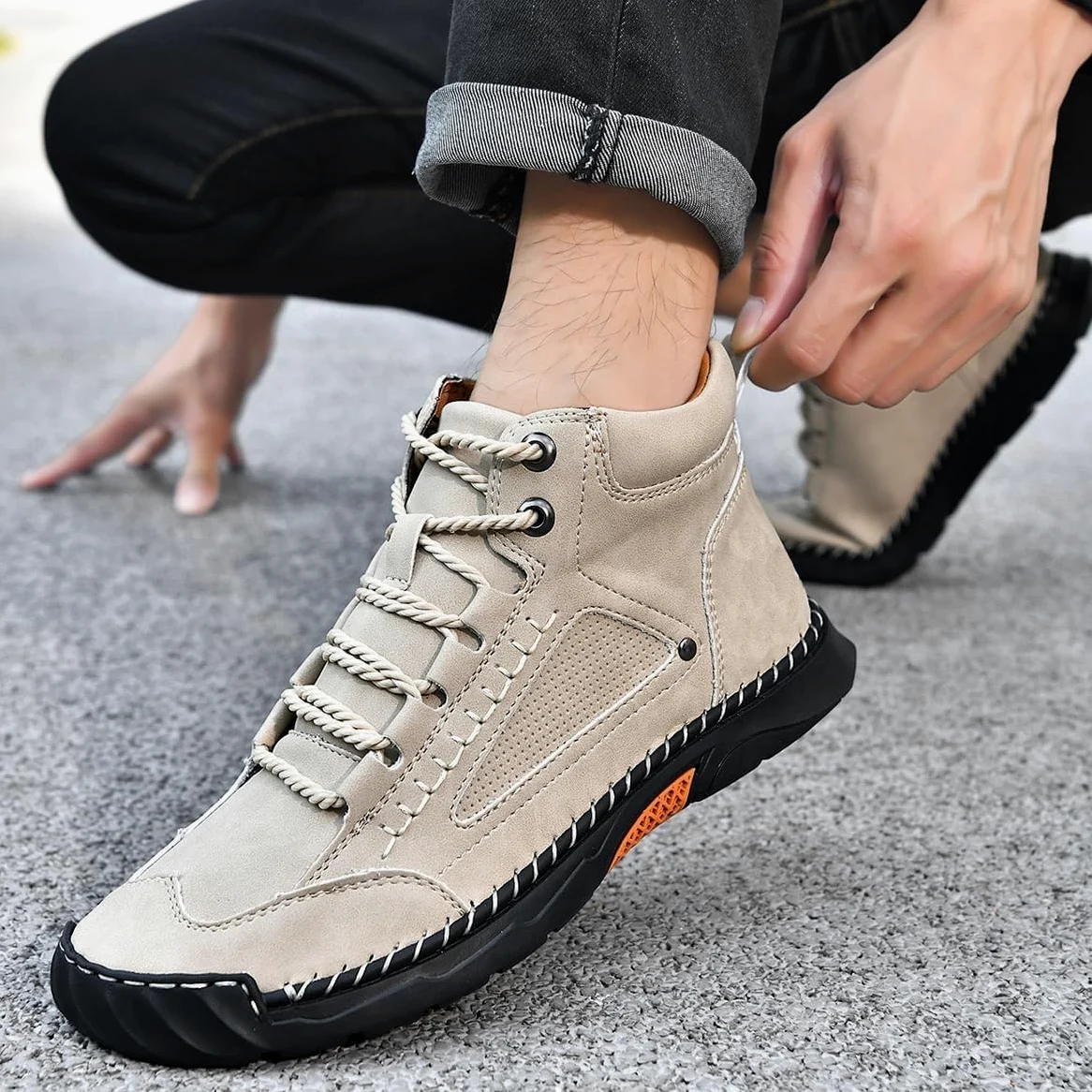 Zapatos ortopédicos de cuero hechos a mano para mujer, cómodos, antideslizantes, con soporte de arco para mujer, impermeables, zapatos de senderismo al aire libre, zapatos ortopédicos suaves para