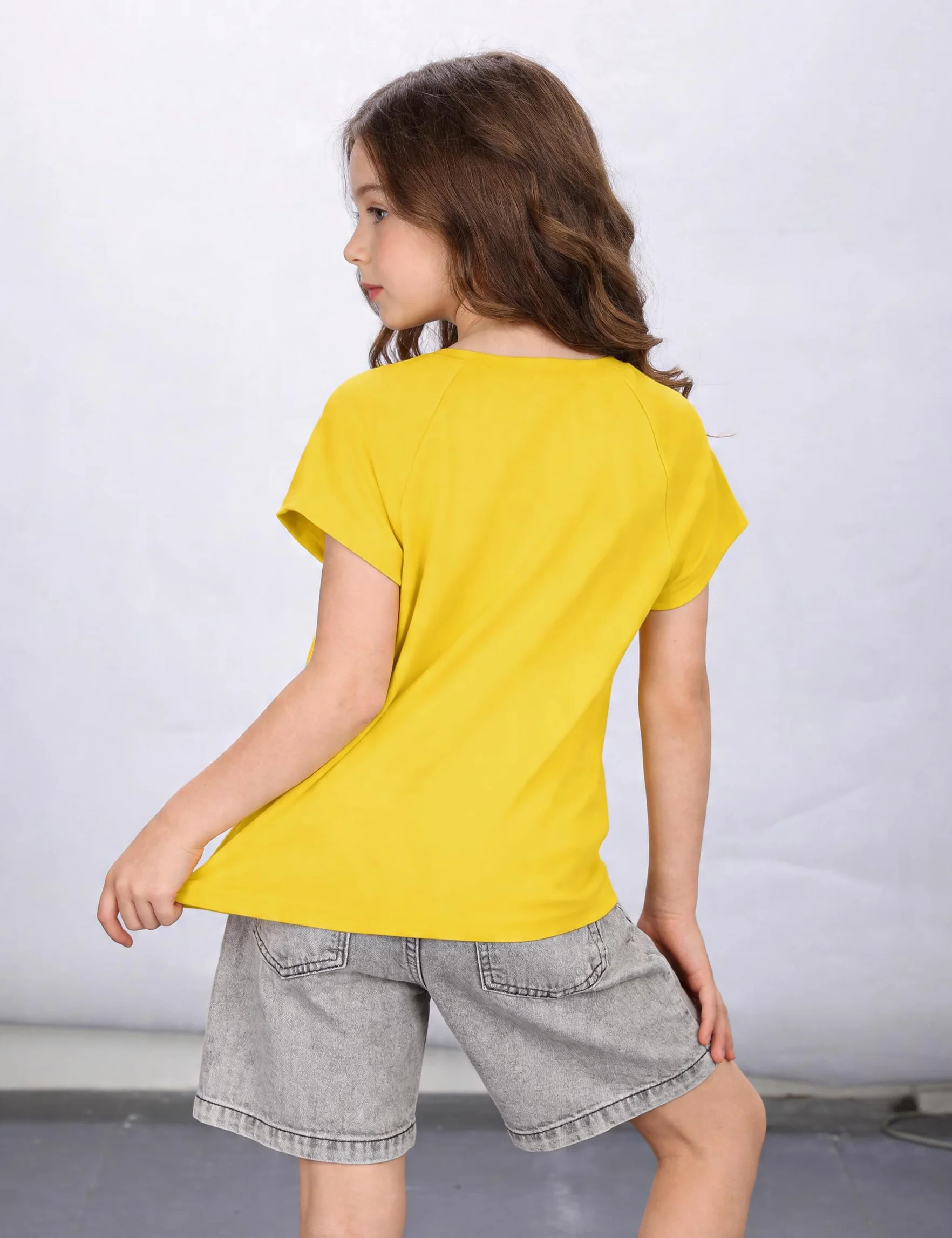 Camiseta de verano para niña, manga corta, cuello redondo, camiseta deportiva para niñas de 6 a 15 años