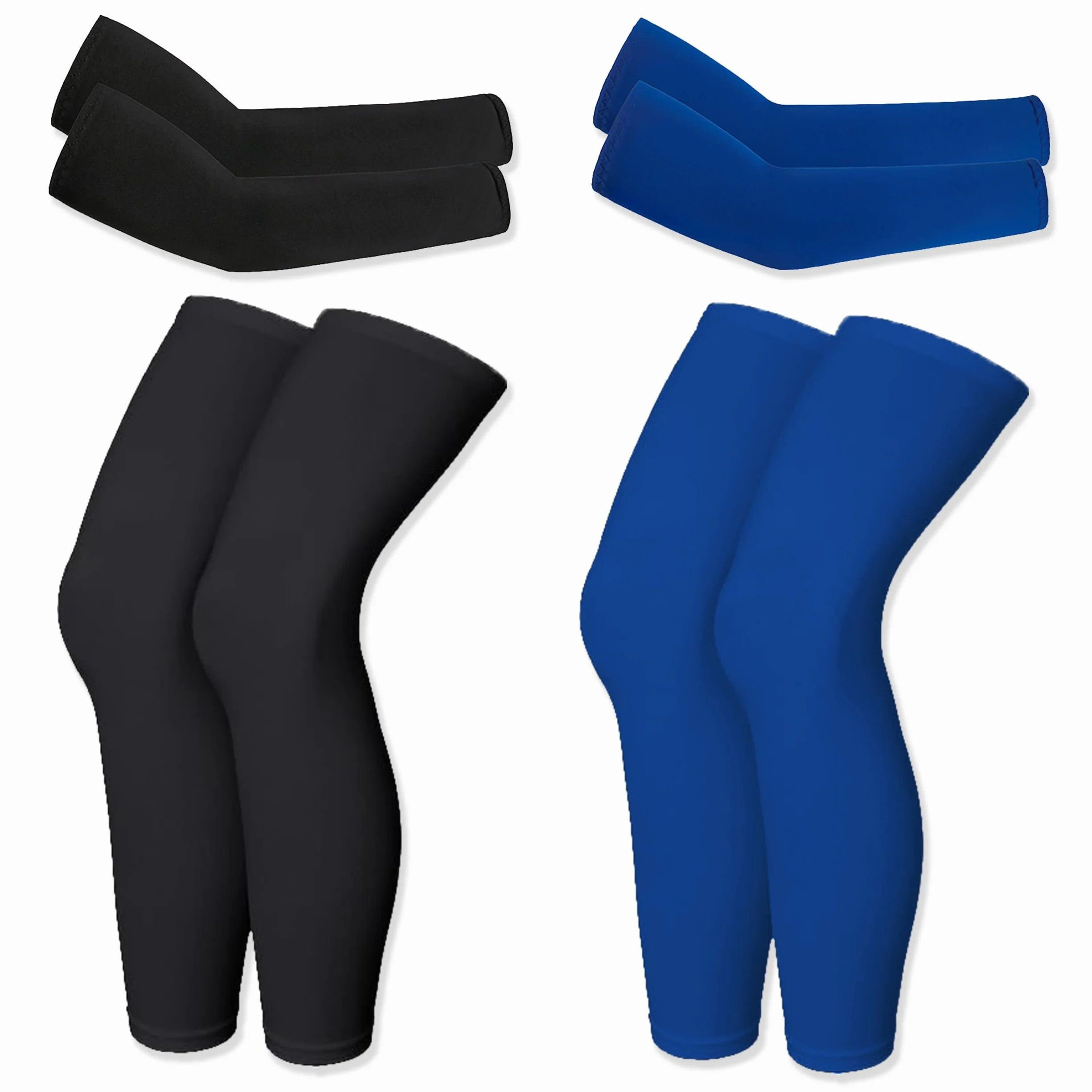 Mangas de Compresión de Longitud, 2 Pares Mangas de Pierna y 2 Pares Mangas para Brazos, Protección UV Verano Arm Sleeves Leg Sleeves para Ciclismo Correr Baloncesto Fútbol