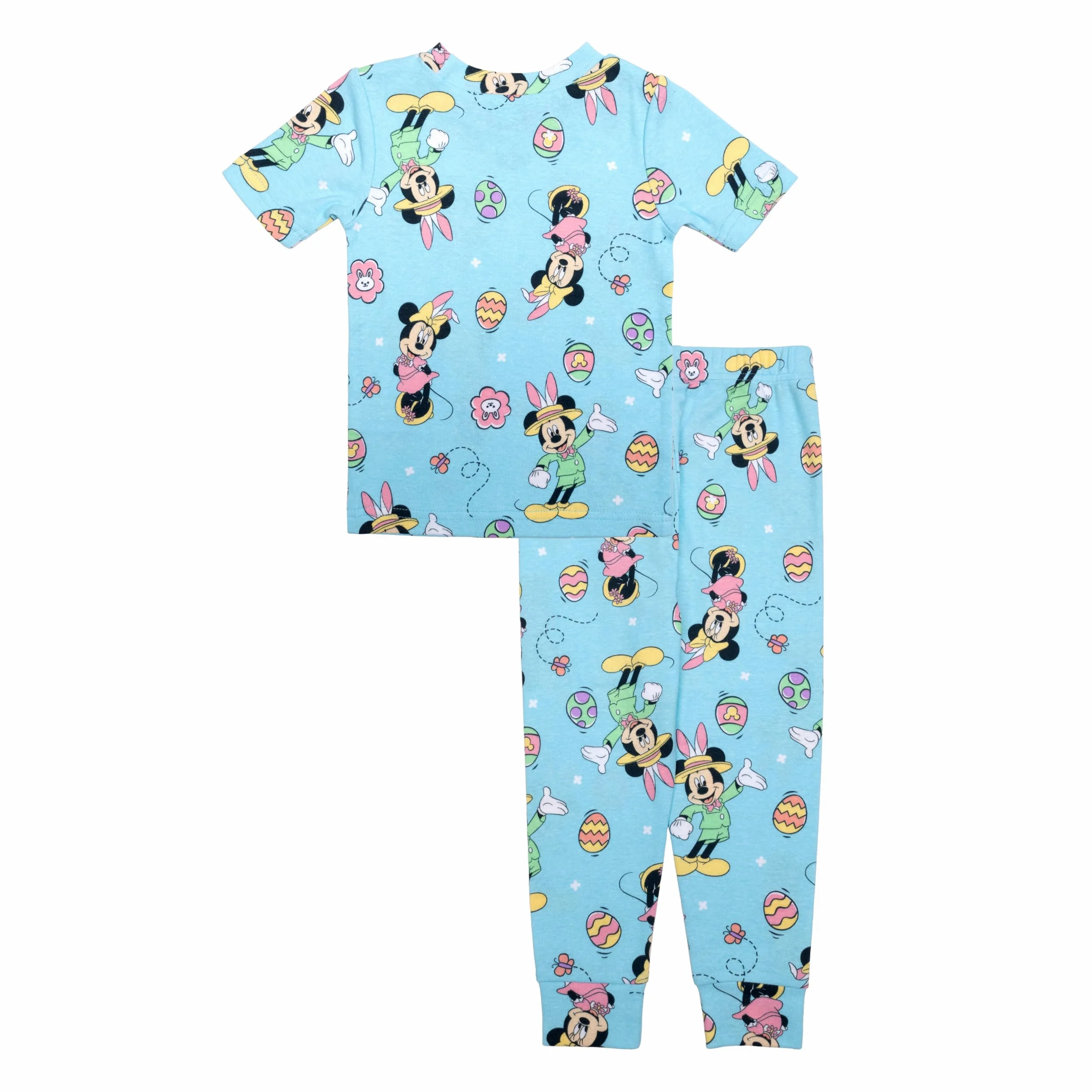 Disney Conjunto de pijama unisex infantil Mickey Minnie Mouse, ajuste ceñido, algodón, divertido, Pascua, 2T, Divertida fiesta de Pascua, 2 años