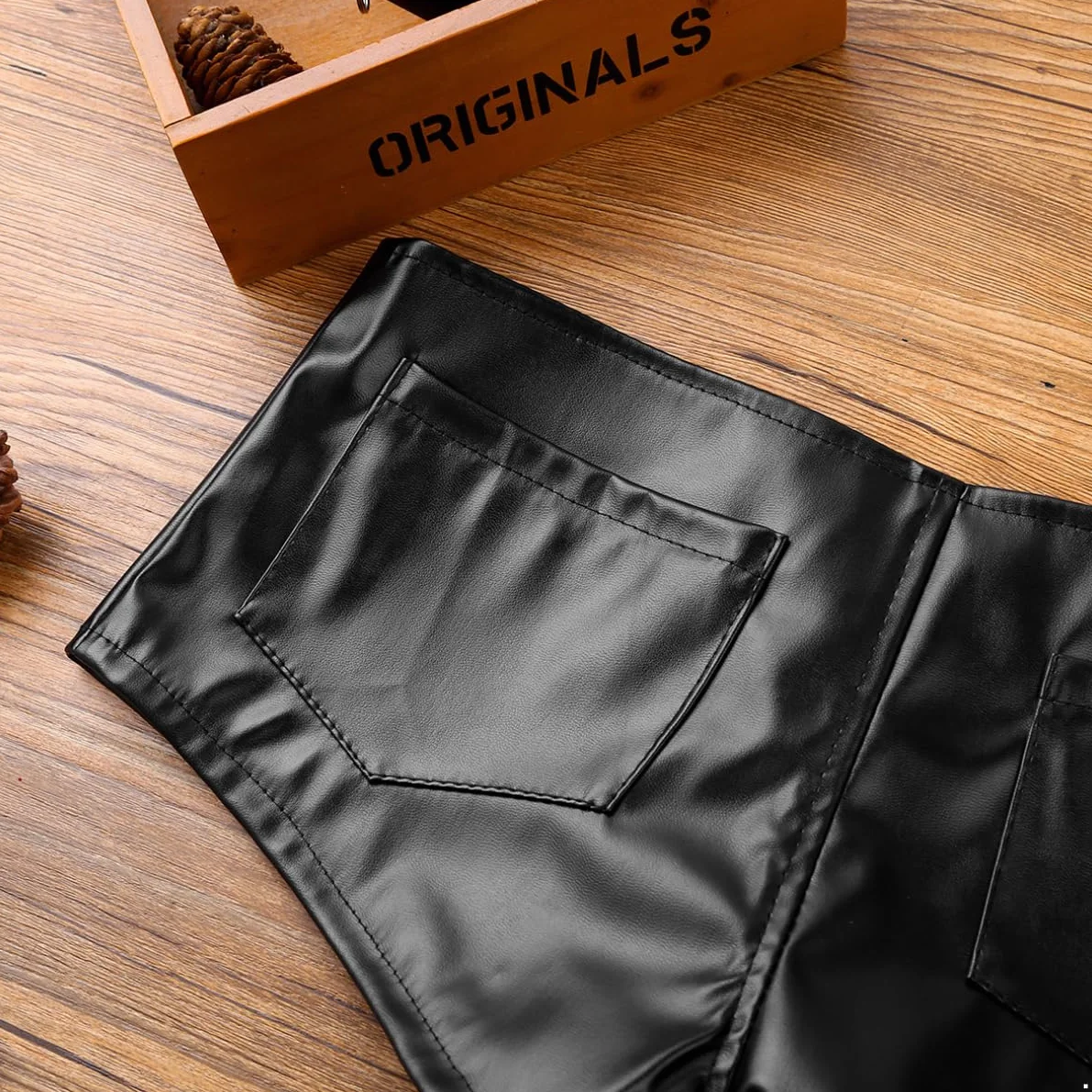 iiniim Booty Shorts Cuero Mujer Cintura Alta Ropa Danza Baile Barra Pole Dance Bodycon