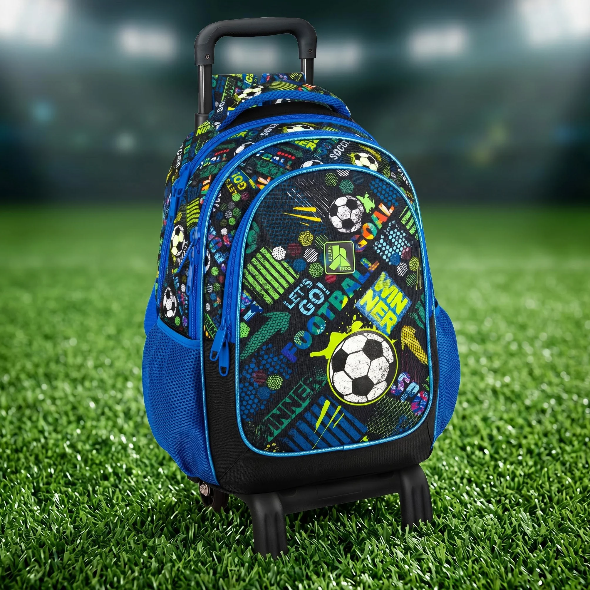 Mochila Escolar con Ruedas Niño 29L 2in1 Goal Power | Carro Extraíble, Ergonómica, 33x43x20 cm, 6-12 Años, Educación Primaria, Julian Ross