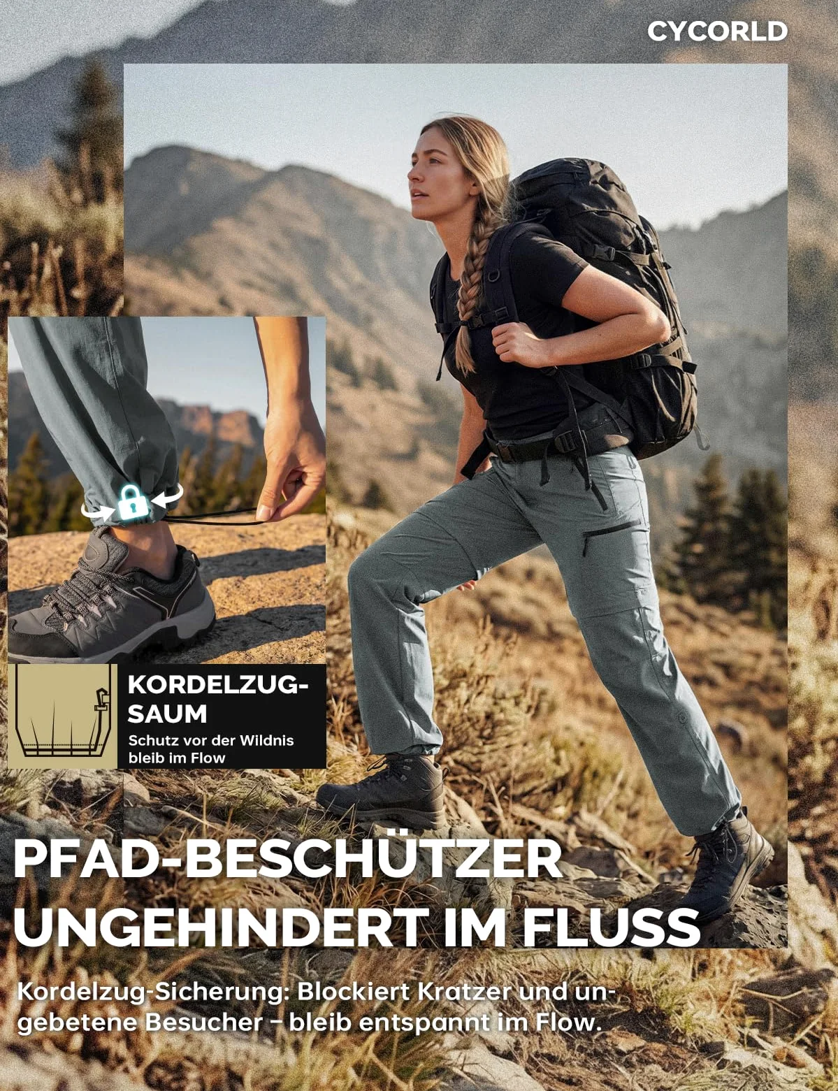 Cycorld Pantalones de Senderismo para Mujer, Convertible Secado Rápido Stretch Ligero Cremallera Fuera Pantalones con 5 Bolsillos Profundos