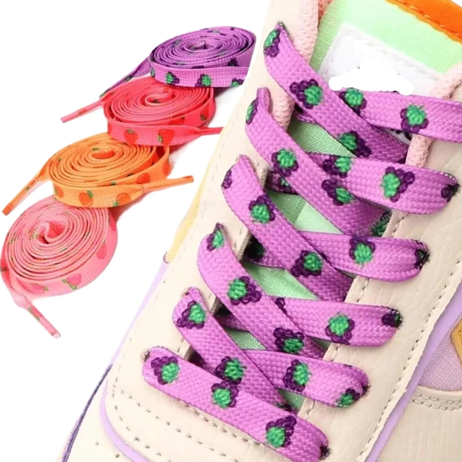4 pares de cordones frutas for zapatillas tela, elásticos for zapatos planos Para Zapatillas Deportivas