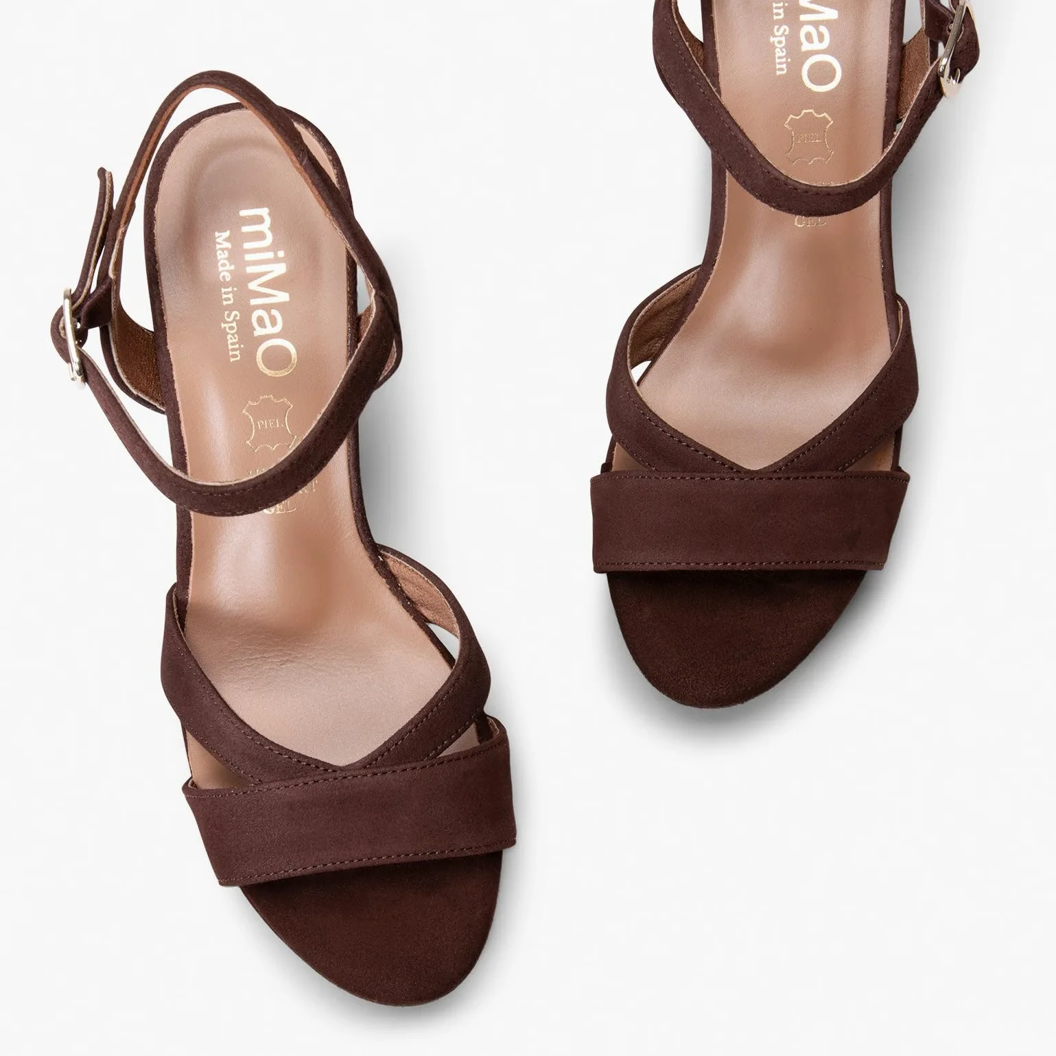 miMaO. Sandalias de Fiesta Cómodas en Piel con tacón y Plataforma. con Plantilla de Gel. Diseñado y Fabricado en España