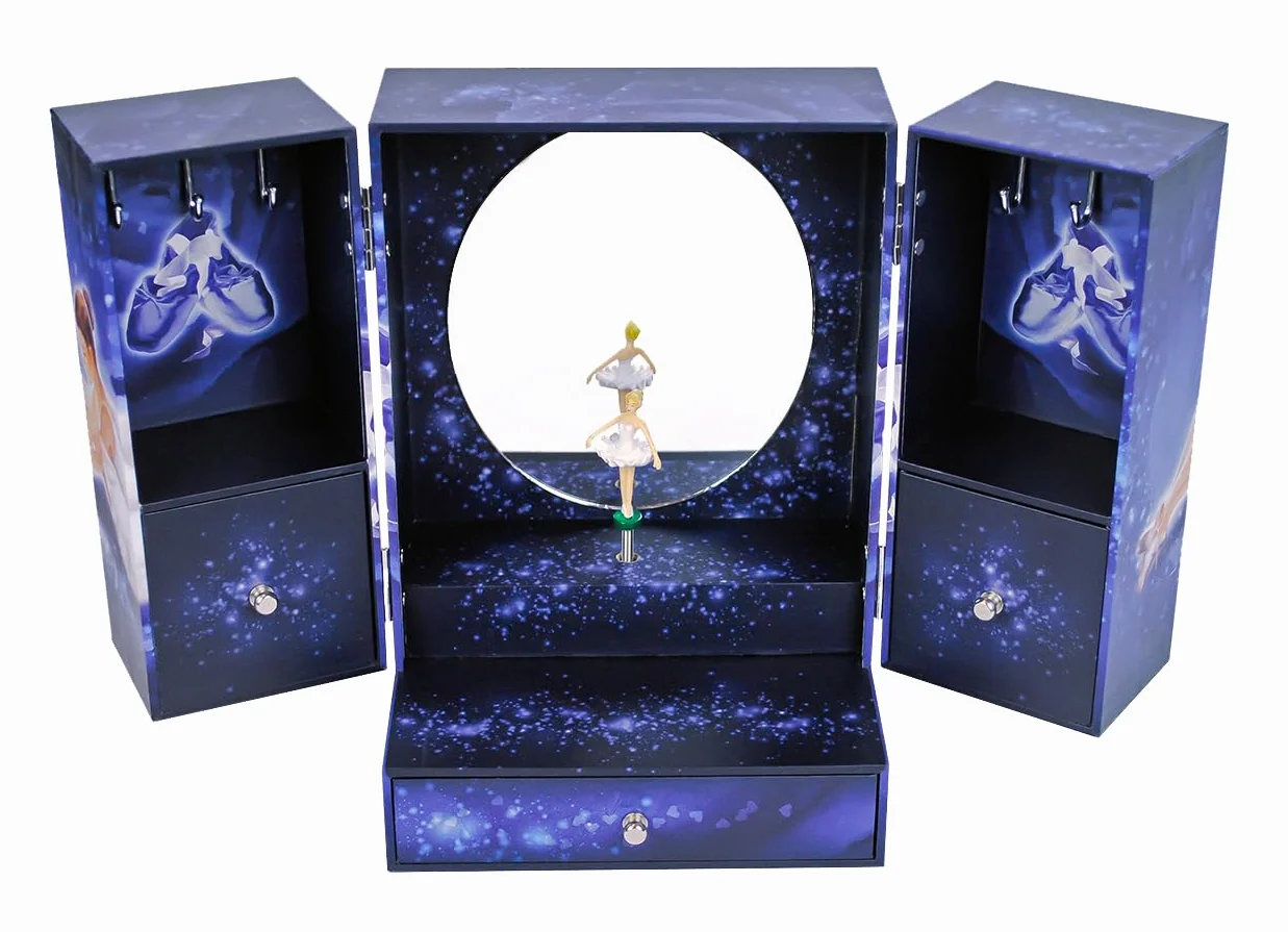 TROUSSELIER Caja de música bailarina estrella joyería niña Azul marino