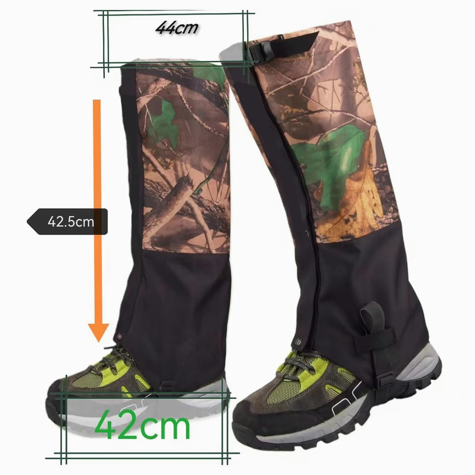 Polainas for piernas, Polainas for Exteriores antimordeduras de Serpientes de Camuflaje, adecuadas for Escalada, esquí, Ciclismo, Caza, Senderismo y Raquetas de Nieve