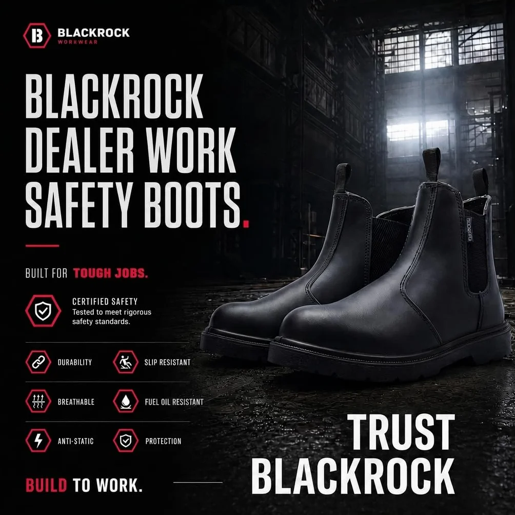 Blackrock Botas de Seguridad Punta de Acero Chelsea Hombre Mujer Niña Calzado Sin Cordones Ligero