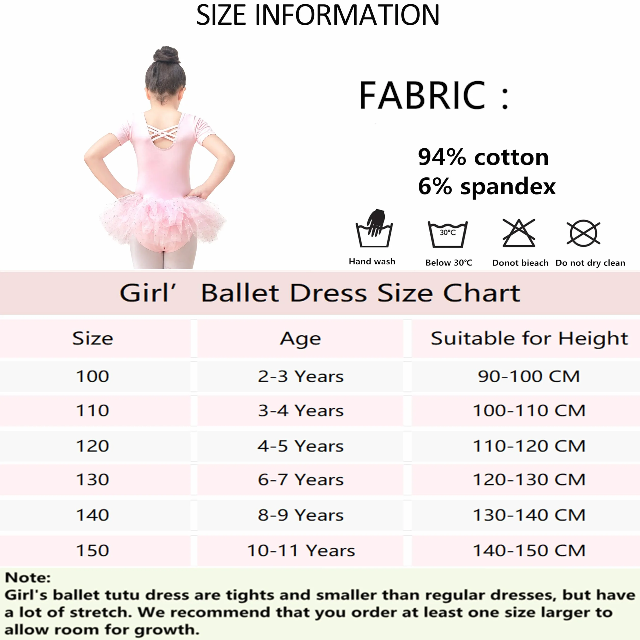 Ropa de Ballet para niñas Vestido de Ballet Maillot de ballet de algodón Manga corta Maillot de baile para niños con falda de tutú