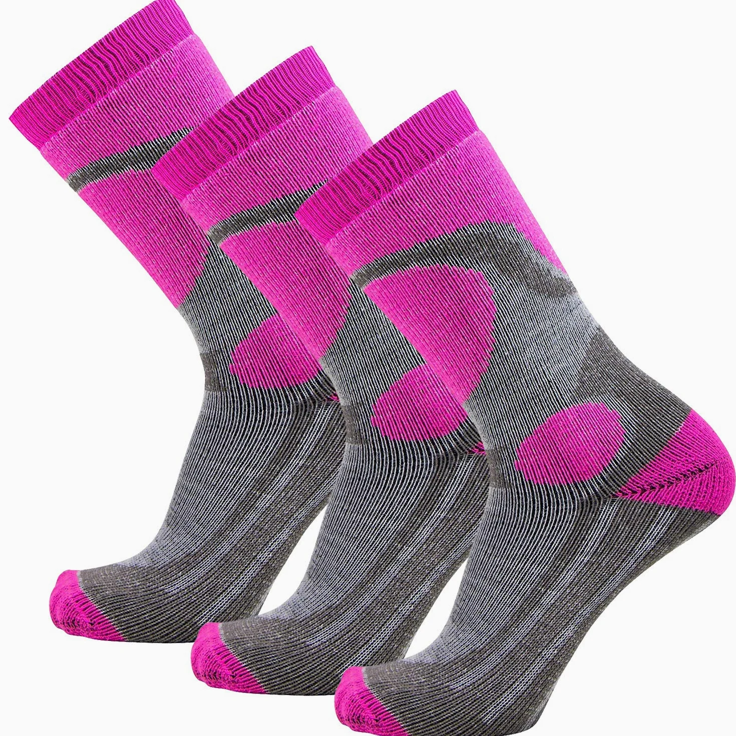 Pure Athlete Elite - Calcetines de esquí para niños y niñas, X-Small-Small, Rosa neón – 3 unidades