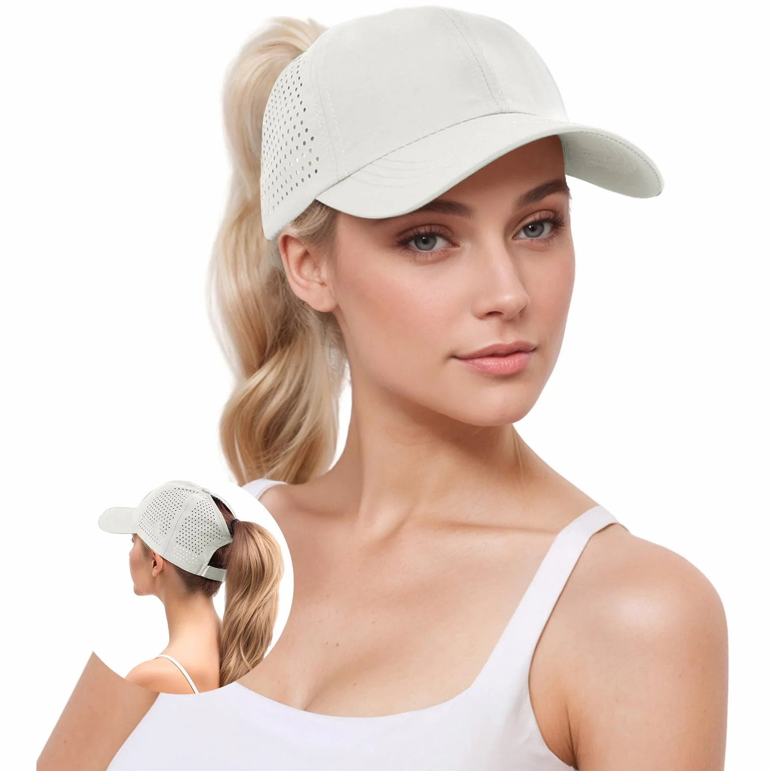 YAMEE Gorra de Béisbol Mujer Verano Malla Transpirable Impermeable Secado Rápido Anti-UV Ajustable Deporte Running Playa