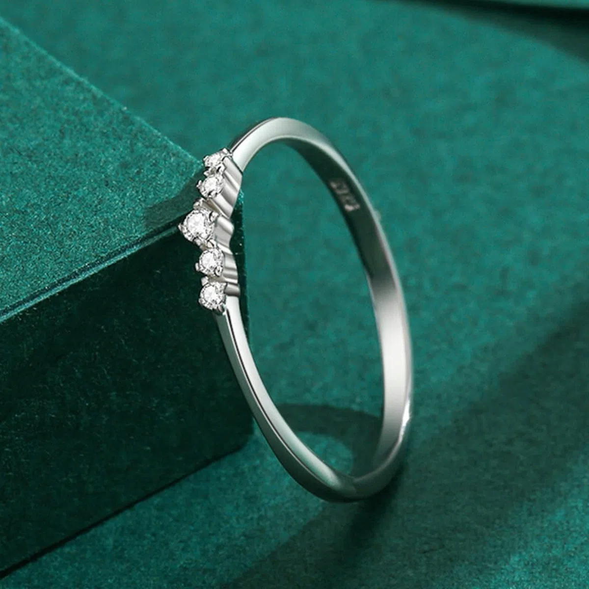 Anillo Mujer, Anillos Mujeres Delicado Anillo Apilable con Diamantes Fabricados en Laboratorio Plata Platino Tamaño 62 (19.7)