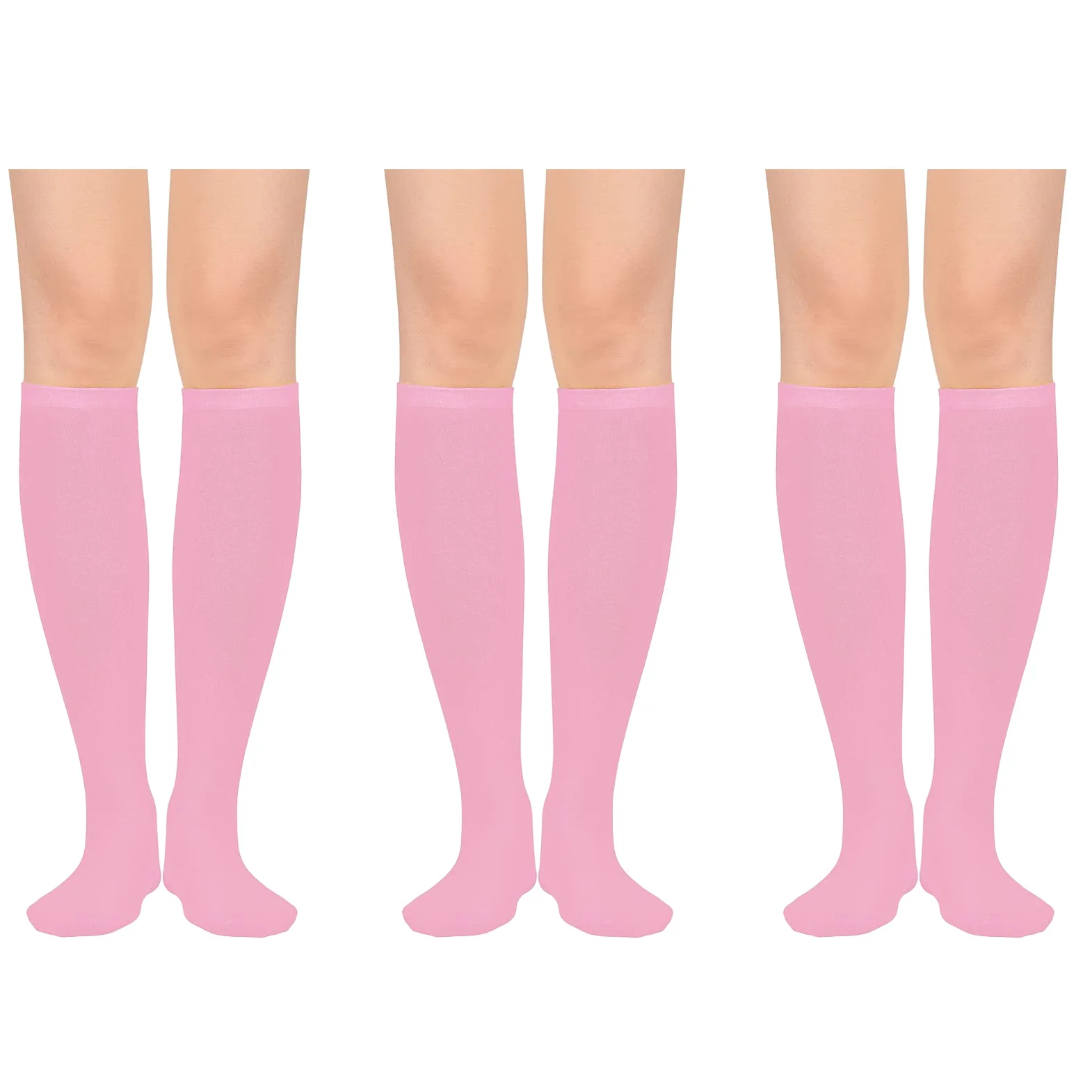 Calcetines altos hasta la rodilla para mujer, calcetines largos atléticos delgados de muslo alto, calcetines deportivos al aire libre, calcetines de tubo casuales, rosado (3 Pack Pink), Talla única
