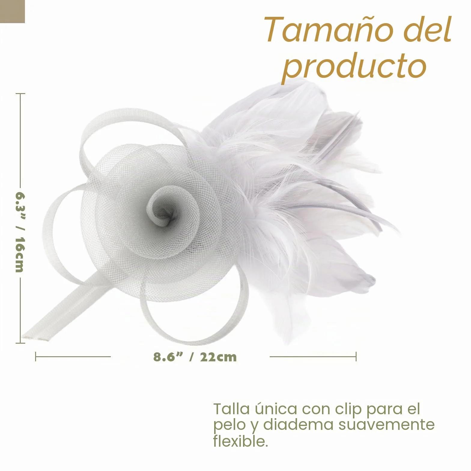 DRESHOW Fascinator Sombrero Flor de Plumas Clip de Pelo Elegante Sombrero de Malla Ideal para Fiestas, Cócteles, Bodas para Mujer