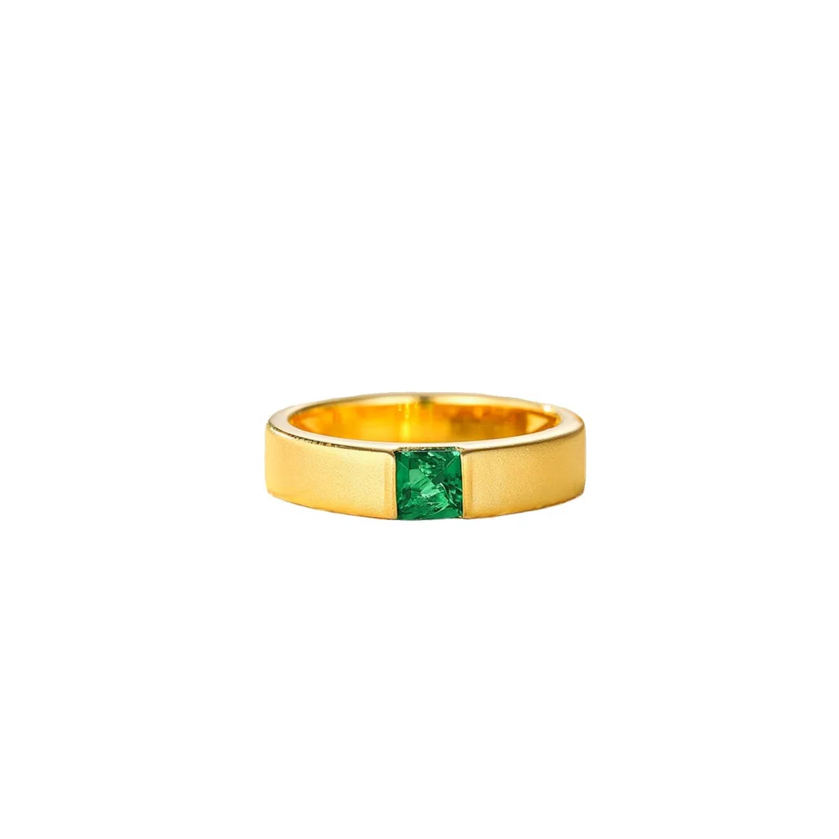 Anillo de mujer de oro auténtico, solitario con esmeralda de 0,3 quilates