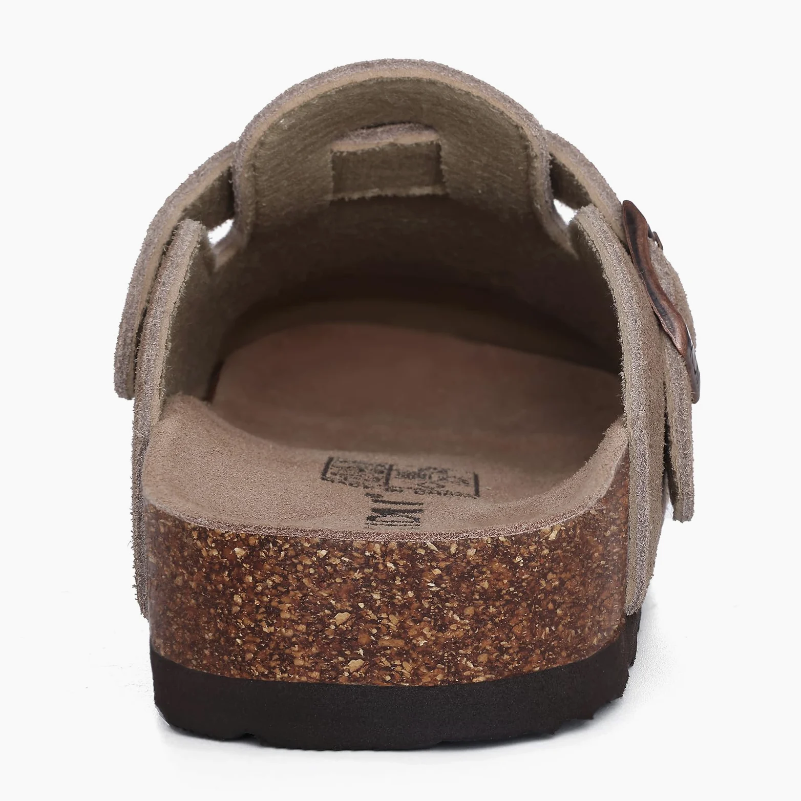 KIDMI Zuecos de gamuza auténtica para mujer, sandalias de piel con plantilla de corcho, zapatos de patata con soporte de arco | Soporte de arco, cómodo, de cuero, sin cordones, para otoño, casual, interior y exterior, suela de goma antideslizante