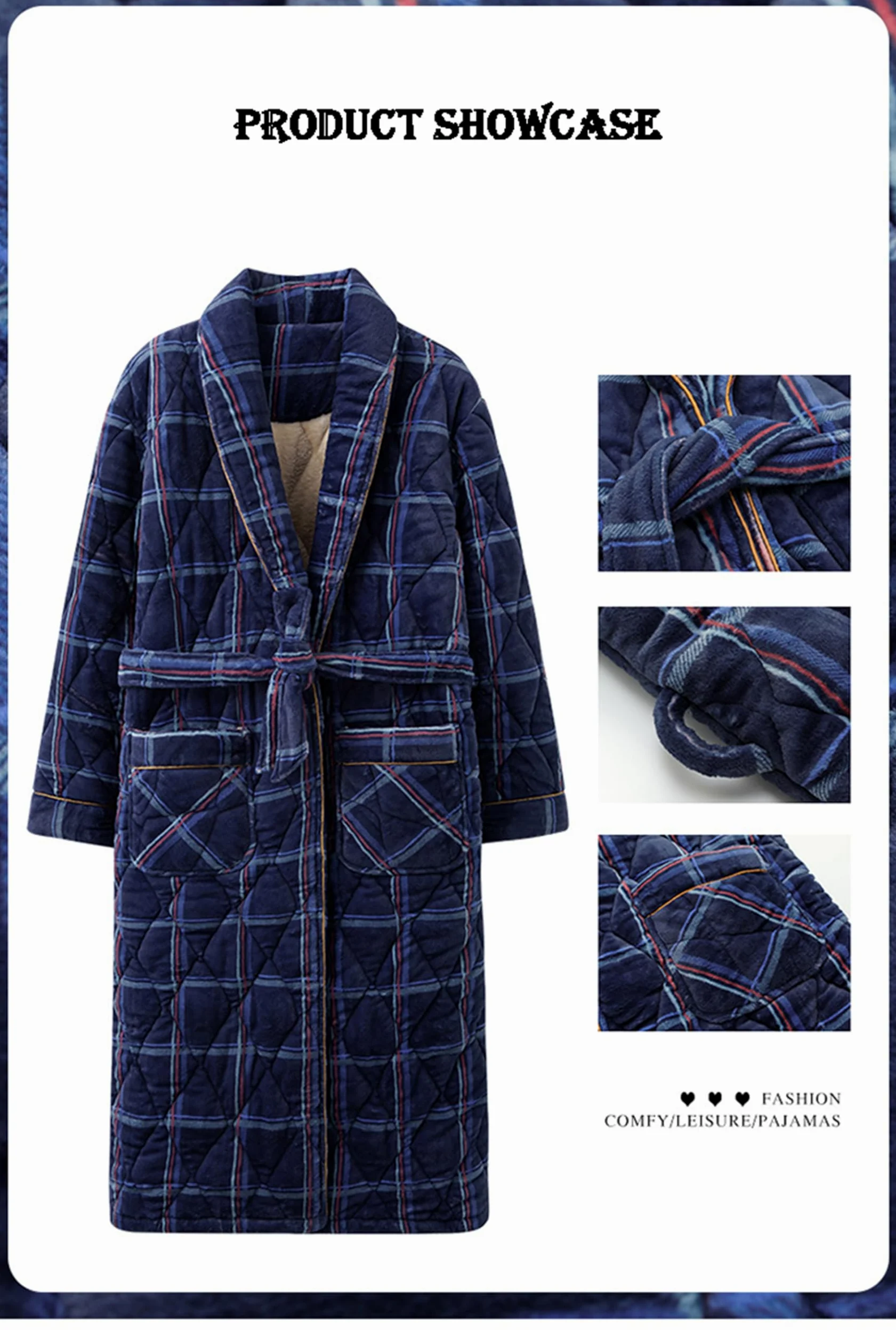 Túnica de los Hombres Invierno Coral Polar Bata Tres Capas de algodón Engrosado facecloth casa Ropa Bata de baño Caliente,6250,XL