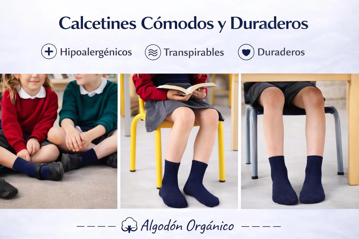 CYS Calcetines 6 Pares Cortos Colegio Uniformes Escolares Alto Algodón Para Niños Niñas Infantiles Pack de 6 Pares