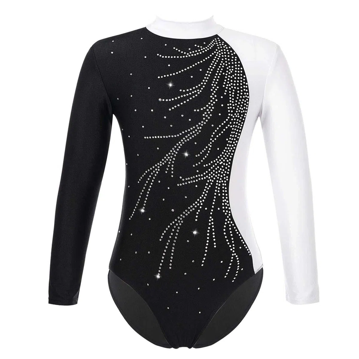 Maillot Gimnasia Ritmica Leotardo de gimnasia for niñas y niños, tutú de Ballet de diamantes de imitación brillante de manga larga, leotardo de baile, mono de patinaje sobre hielo, mono de gimnasia(Ro
