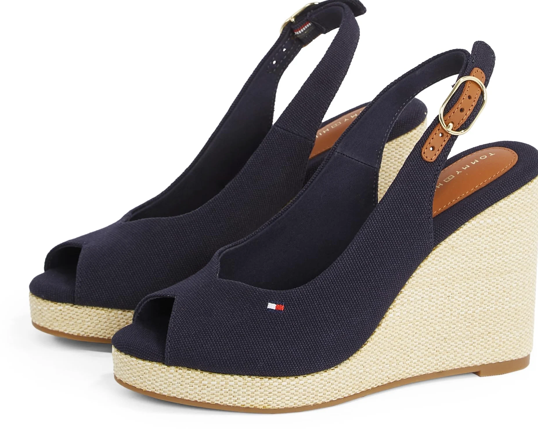 Tommy Hilfiger Alpargatas con cuña Mujer Flag High Slingback con Correa de Tobillo