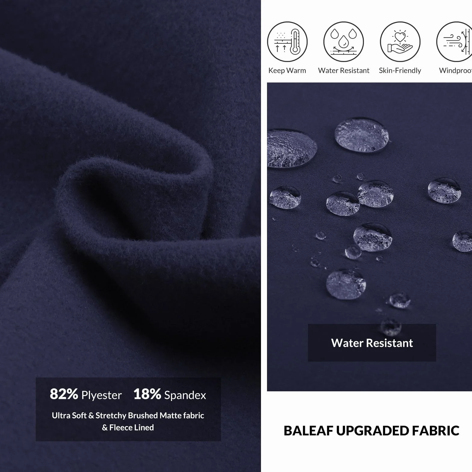 BALEAF Pantalones largos de compresión para hombre impermeables térmicos con bolsillo con cremallera