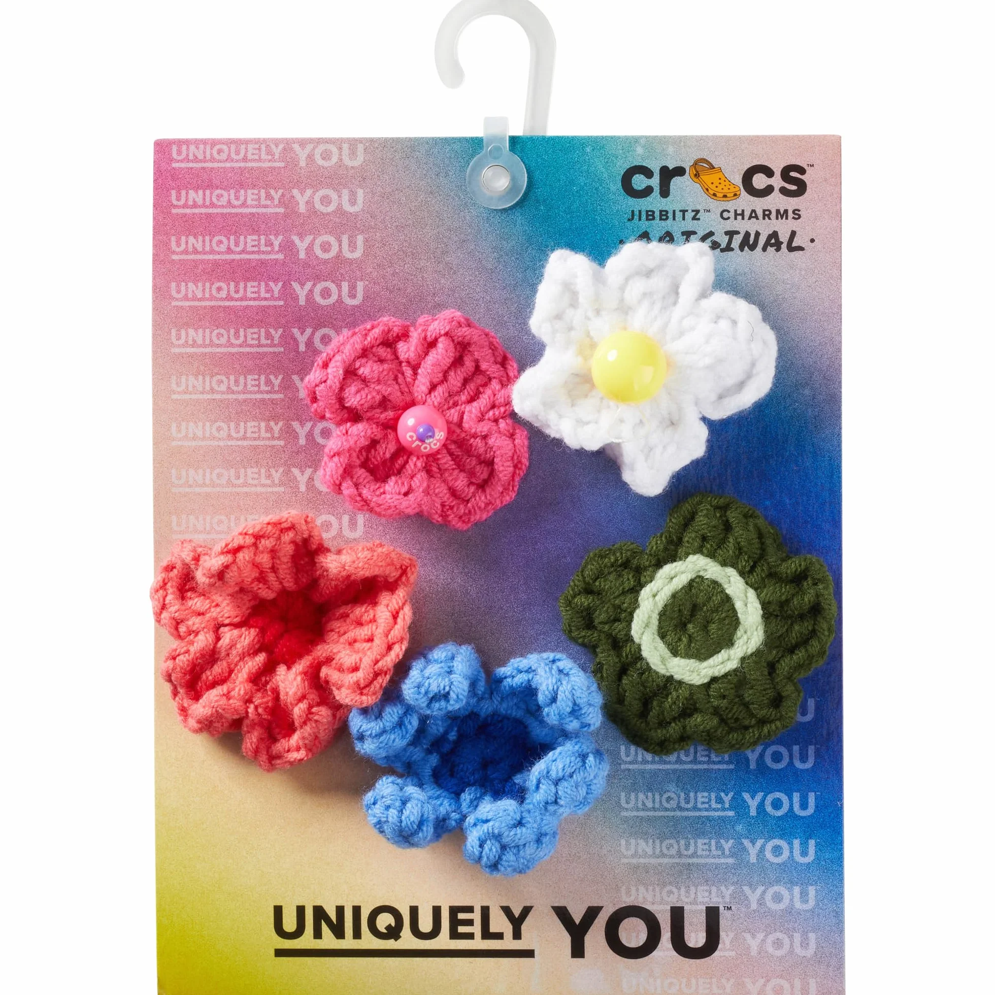 Crocs Colgantes de zapatos de ganchillo, flores, multicolor, talla única, 5 unidades