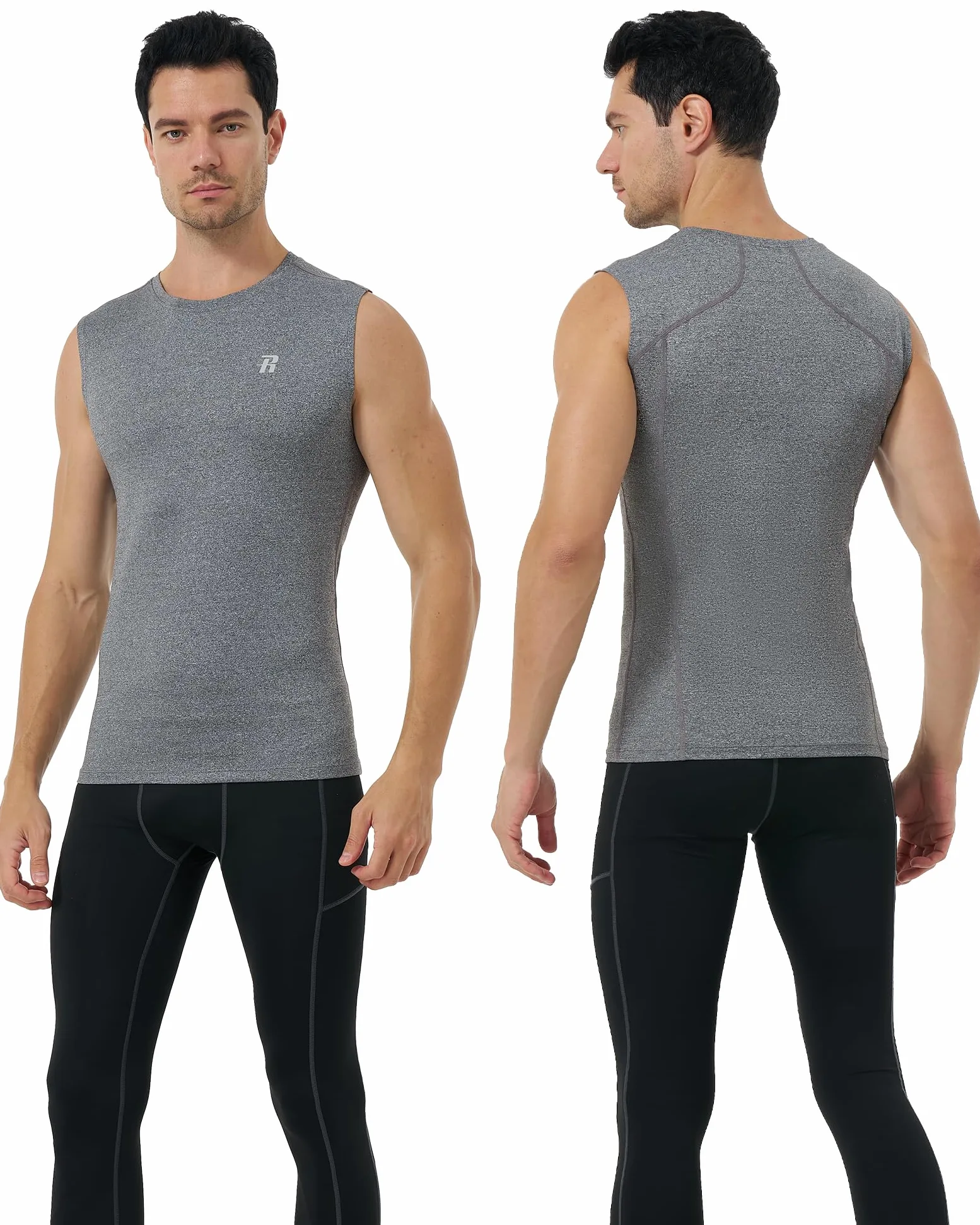 Runhit Camiseta de compresión sin mangas para hombre, atlética, capa base
