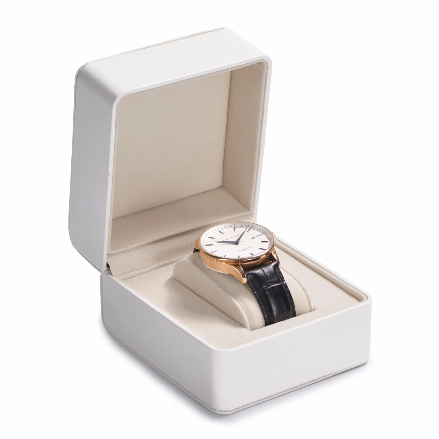 Oirlv Estuche Portátil para Relojes de Gamuza PU Cuero-Caja de Relojes-Organizador Viaje,para Aniversario y Cumpleaños(Blanco)