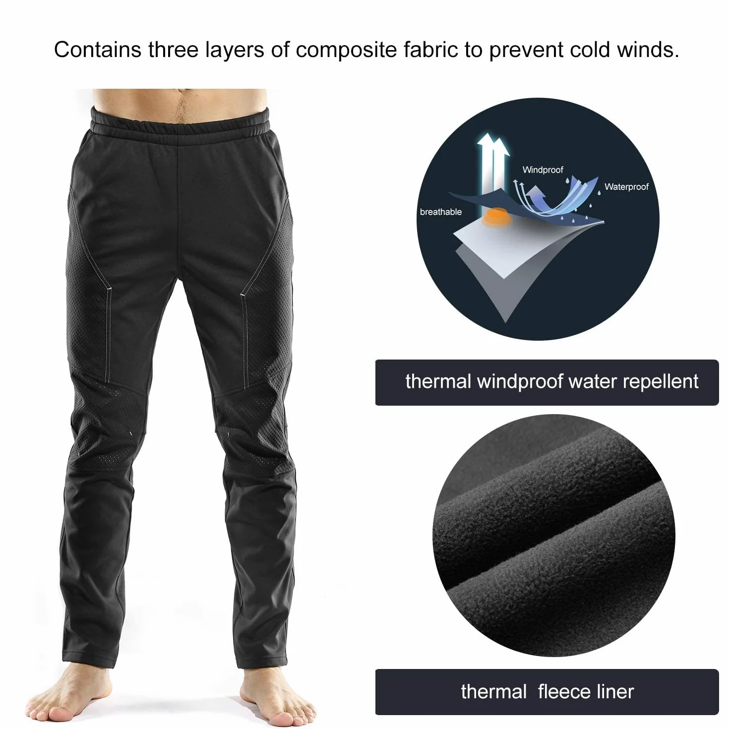INBIKE Pantalon Largo Ciclismo Hombre Impermeable Forro Polar Deporte Aire Libre