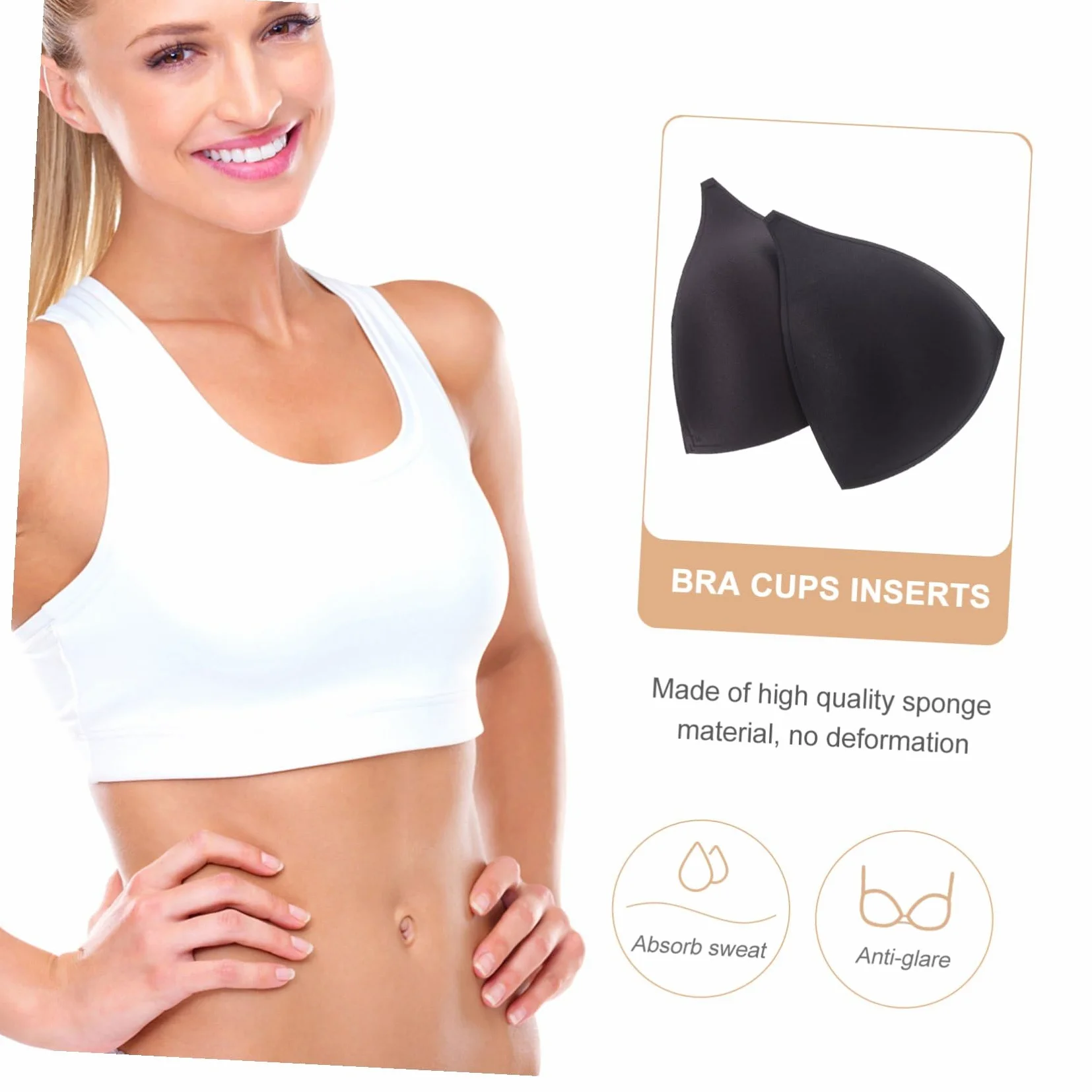 FOMIYES Almohadillas Para Copas Insertos Para Sujetadores Copas Para Mujer Relleno Para Sujetadores Almohadillas De Esponja Negras