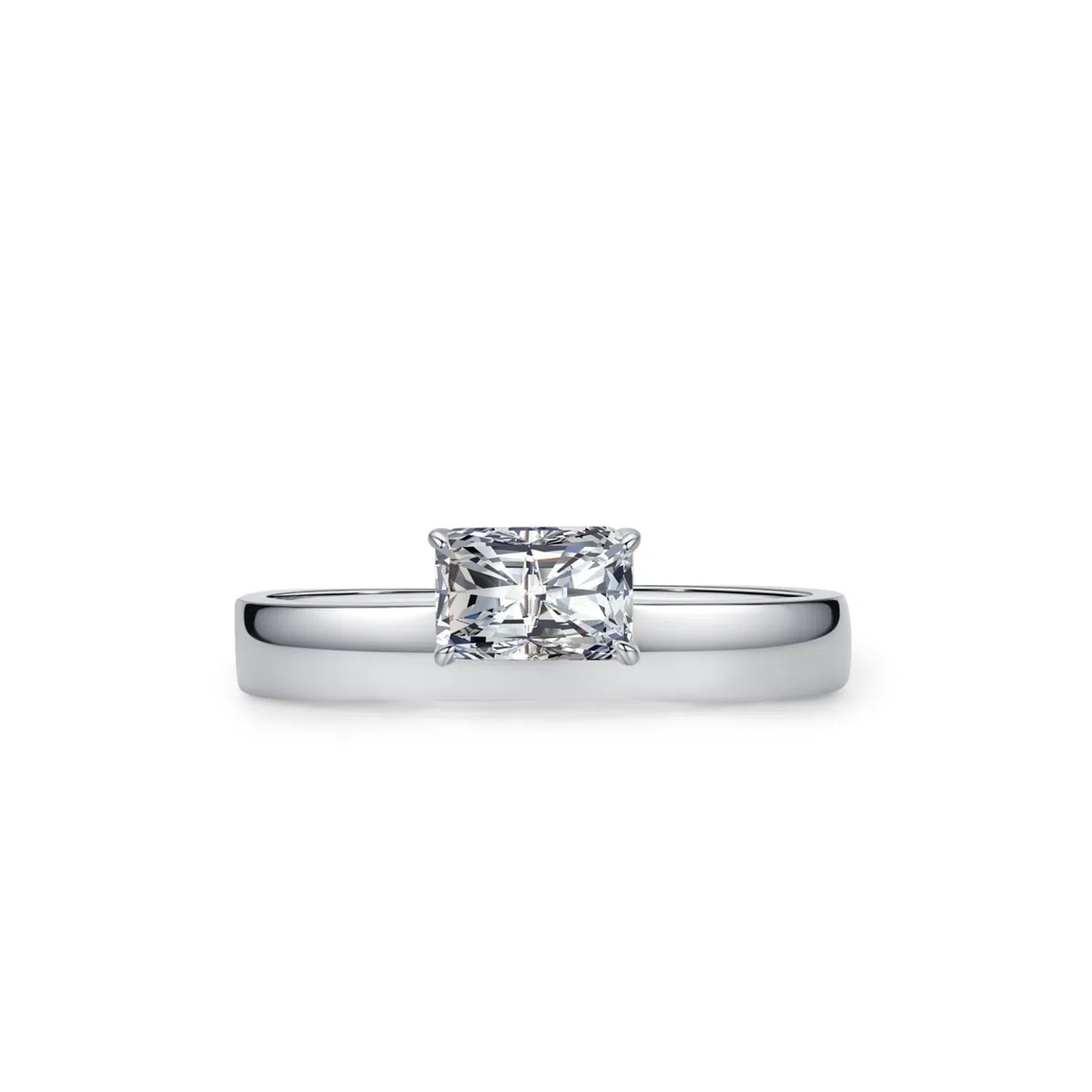 Anillo de mujer de oro blanco auténtico, anillo de boda solitario con diamante de 0,8 quilates cultivado en laboratorio