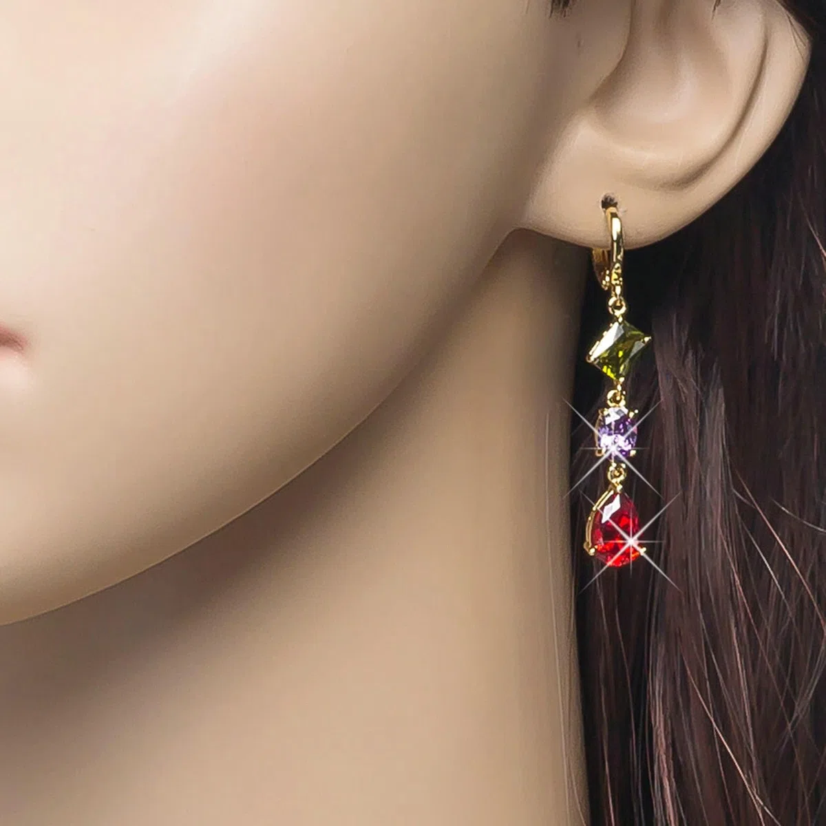 Pendientes de oro real 750, pendientes largos de aro para mujer con forma ovalada, rectangular, gota de agua, moissanita, pendientes de boda para mujer, oro amarillo