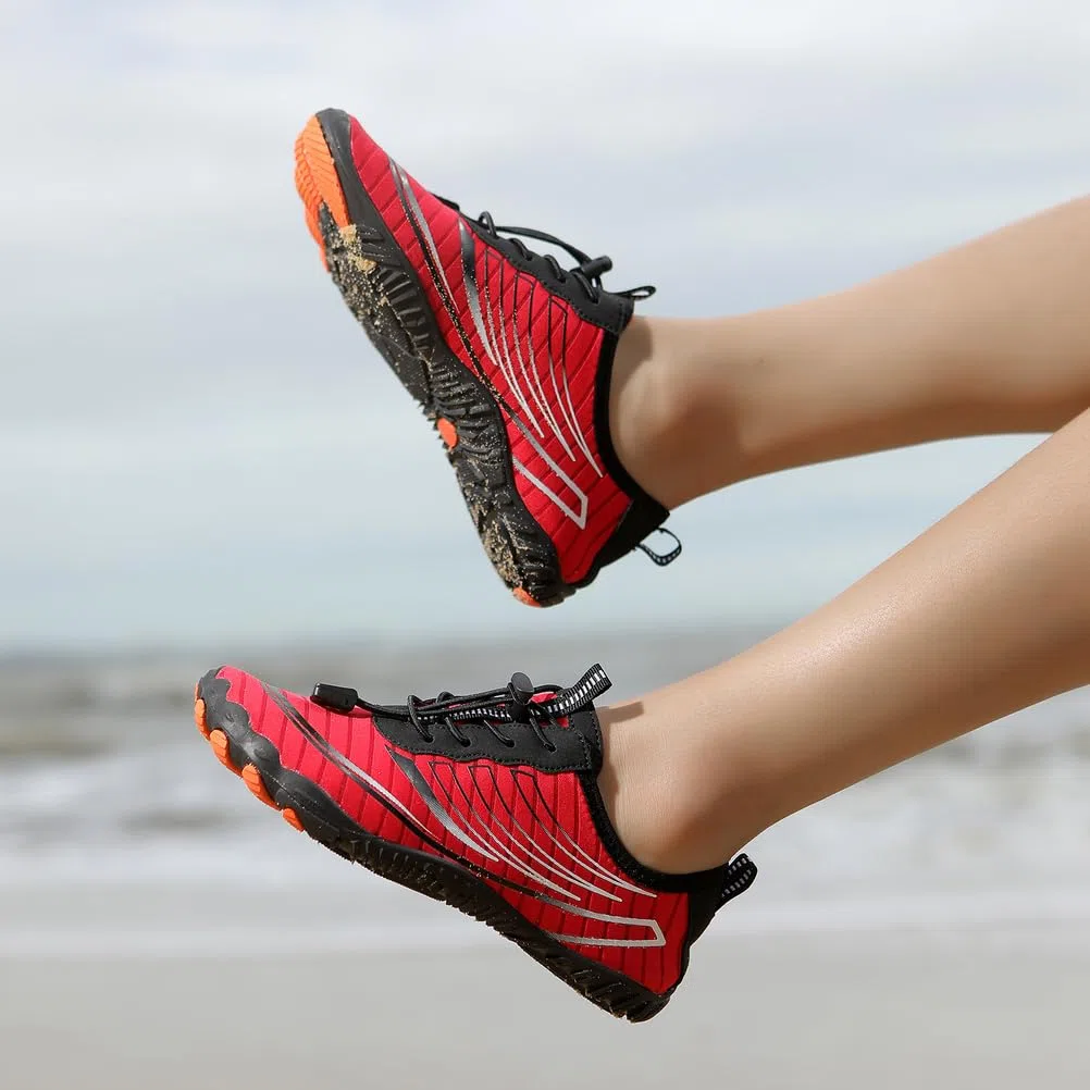 Zapatos Acuáticos para Hombre Mujer, Antideslizantes Secado Rápido, 4cm Amortiguación Drenaje Malla con Protección de Dedos para Playa, Senderismo, Trekking Fluvial, Gimnasio, Urbano