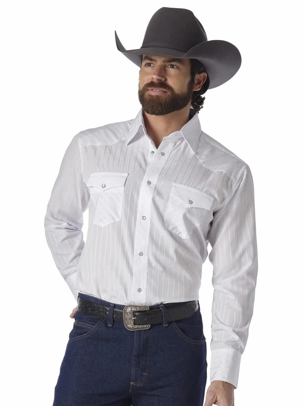 Wrangler Men's Sport Western Basic Two Pocket Long Sleeve Snap Shirt Shirt (Pack of 1)