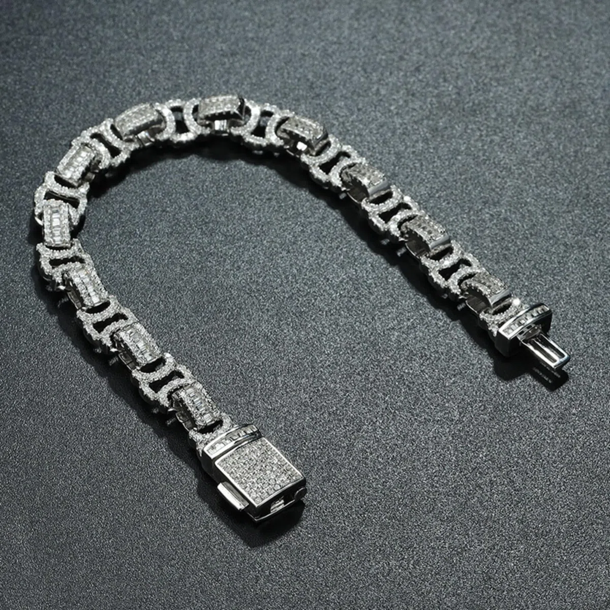 Pulsera de cadena de eslabones cubanos de 8 mm para hombre, pulsera de plata de ley 925 con circonita cúbica 5A+ para hombre, hipoalergénica, 17-20 cm