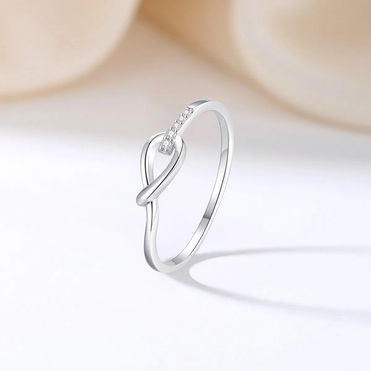 Anillo de boda para mujer, diamante y oro auténtico, oro blanco, delicado