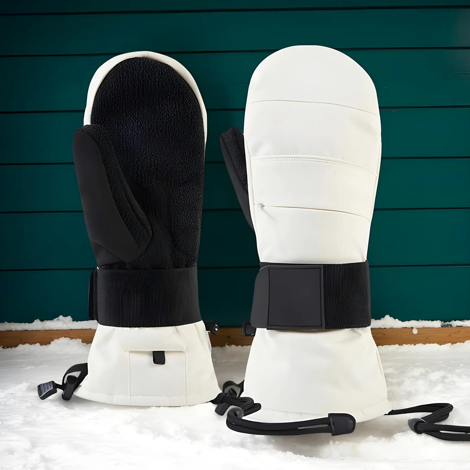 Guantes de motocicleta para clima frío, guantes térmicos para pantalla táctil, con protector de muñeca, guantes de snowboard con forro polar, para hombres, motocicleta, esquí, nieve, ciclismo