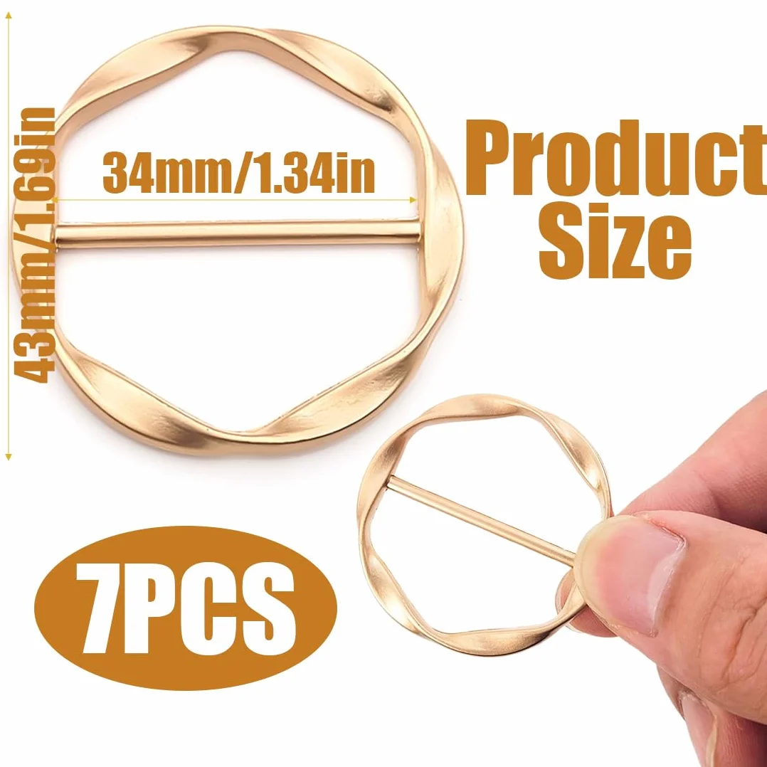 7 pcs T-Shirt Clips, Camiseta, Ropa, Bufanda, Hebilla, Multicolor, Grande, Chal, Lazo, Clip de Corbata, Lazo de Bufanda Suelta, Hebilla de Cinturón, Mujer