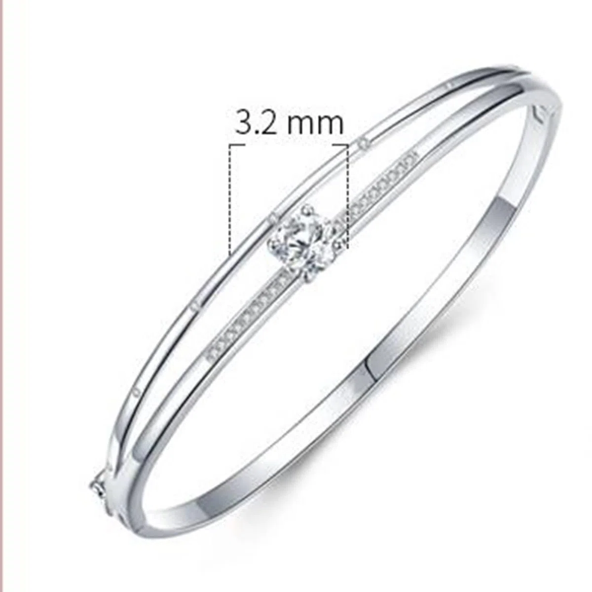 Pulsera de promesa para mujer, doble capa con moissanita, oro blanco