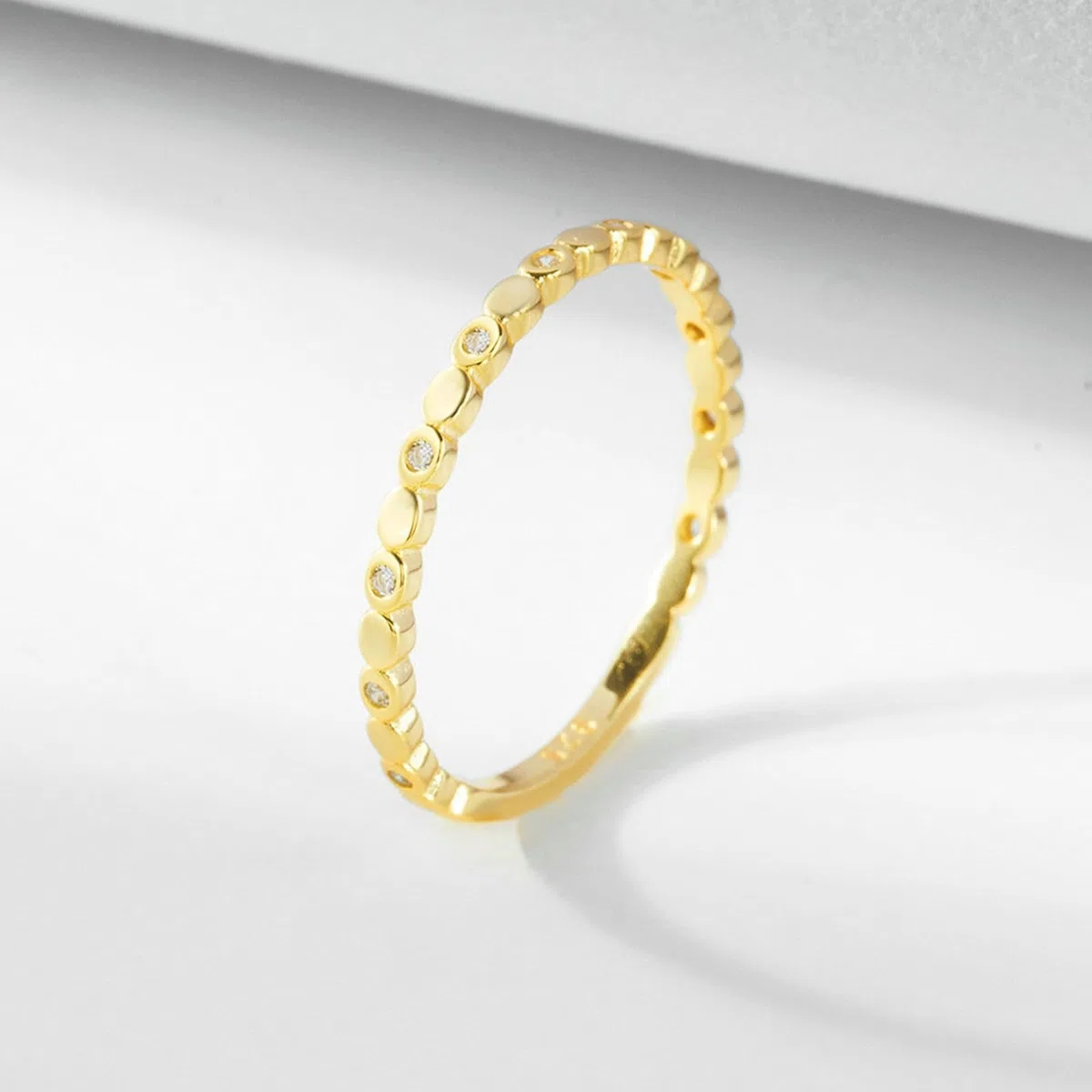 Anillos de diamante de oro amarillo, anillos de compromiso para mujer, oro auténtico, media eternidad, alianzas de aniversario con diamantes para mujeres